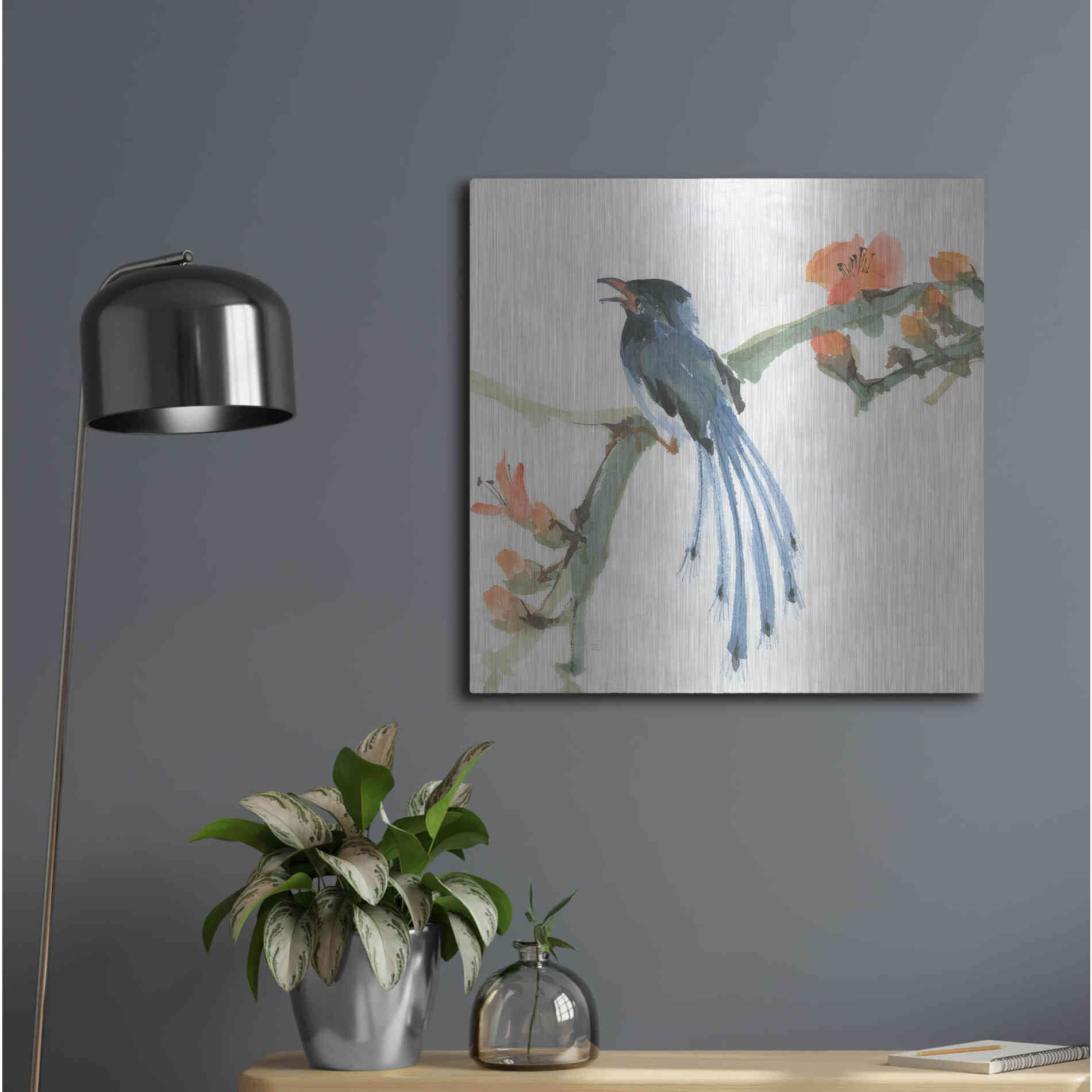 Luxe Metal Art 'Formosan Blue Magpie' by Chris Paschke, Metal Wall Art,24x24