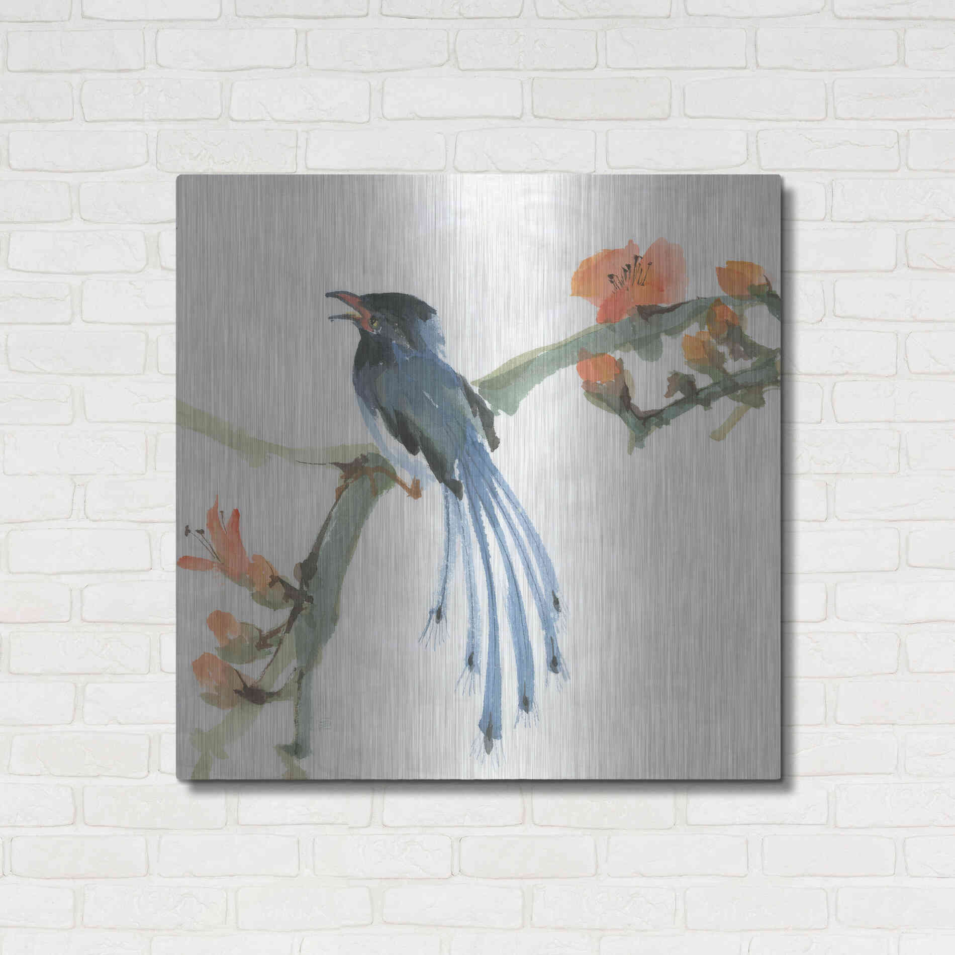 Luxe Metal Art 'Formosan Blue Magpie' by Chris Paschke, Metal Wall Art,36x36