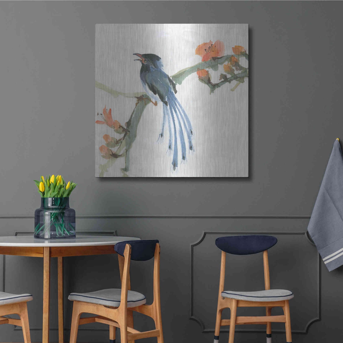 Luxe Metal Art 'Formosan Blue Magpie' by Chris Paschke, Metal Wall Art,36x36