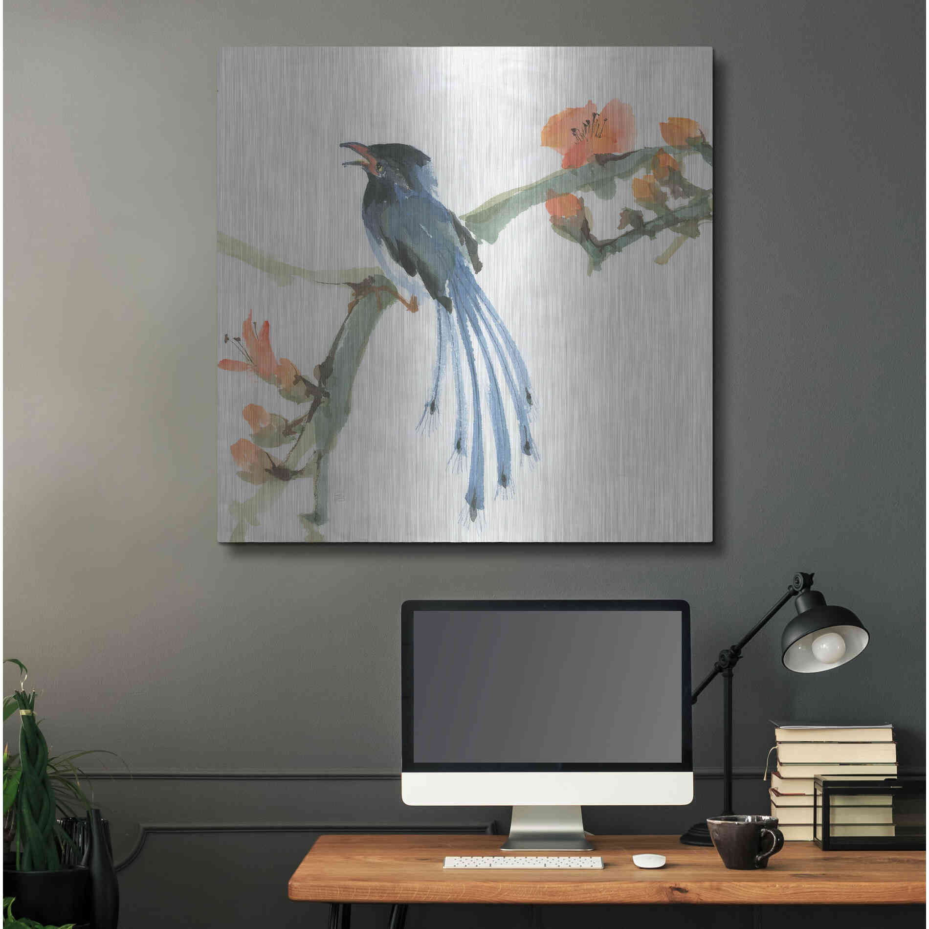 Luxe Metal Art 'Formosan Blue Magpie' by Chris Paschke, Metal Wall Art,36x36