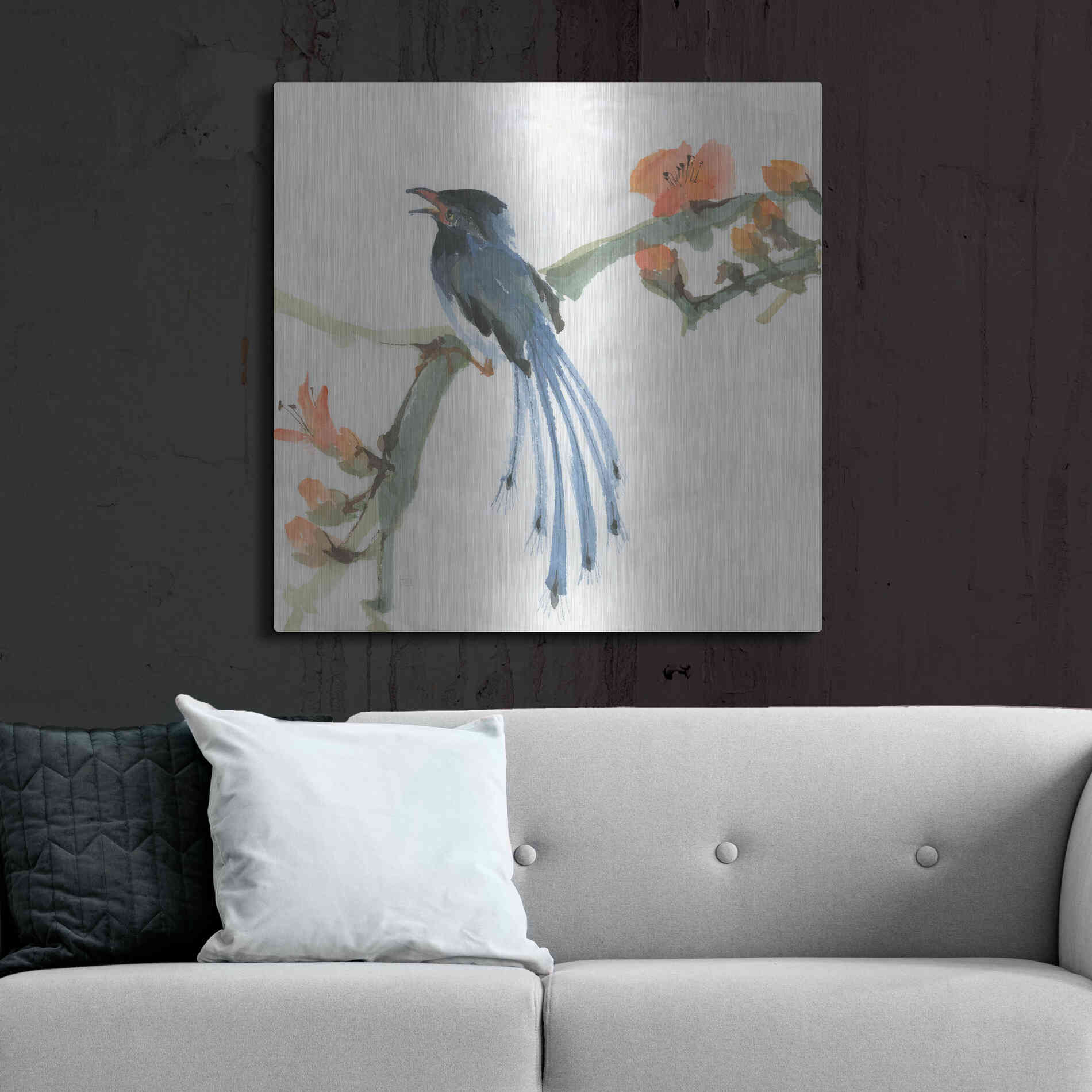 Luxe Metal Art 'Formosan Blue Magpie' by Chris Paschke, Metal Wall Art,36x36