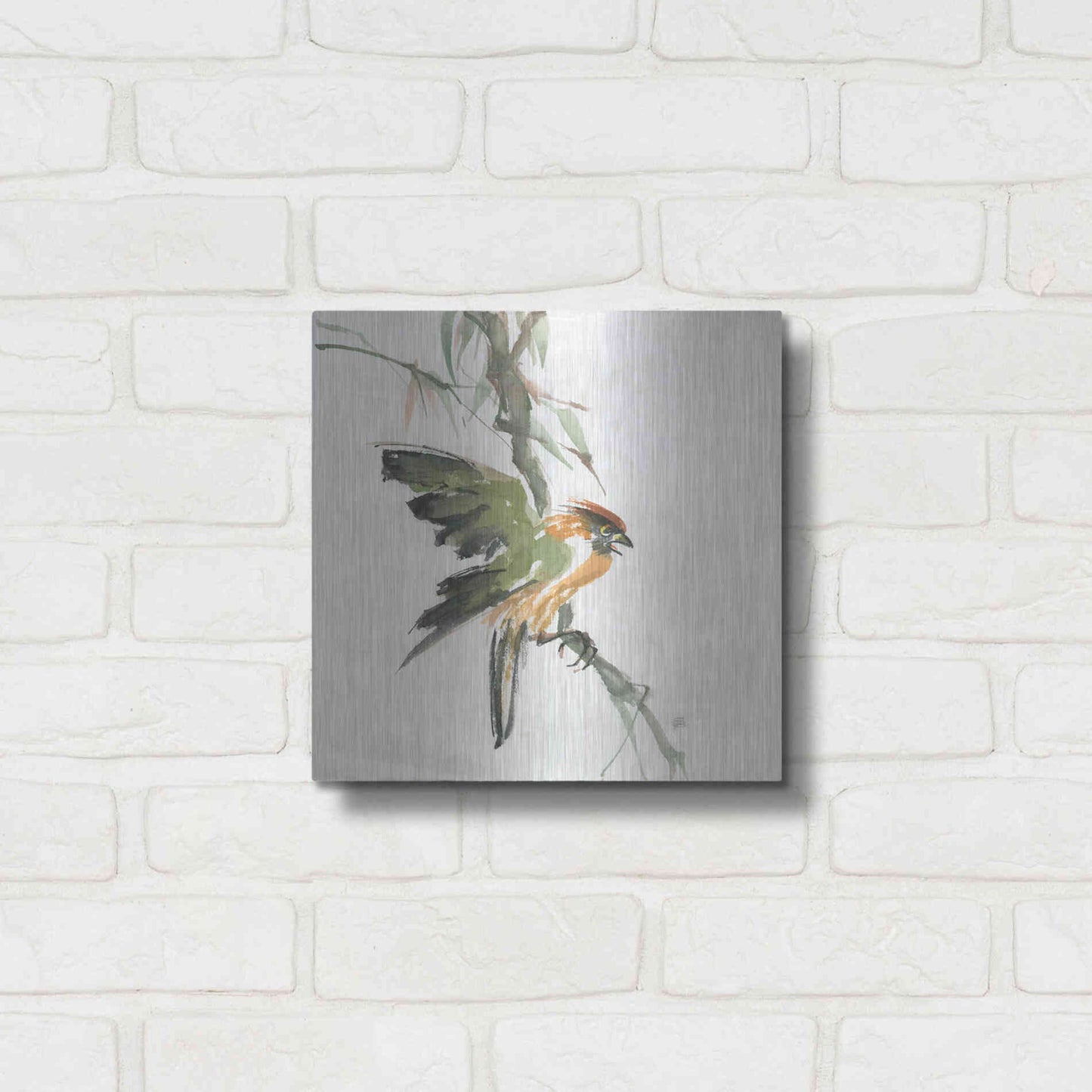 Luxe Metal Art 'Formosan Firecrest' by Chris Paschke, Metal Wall Art,12x12