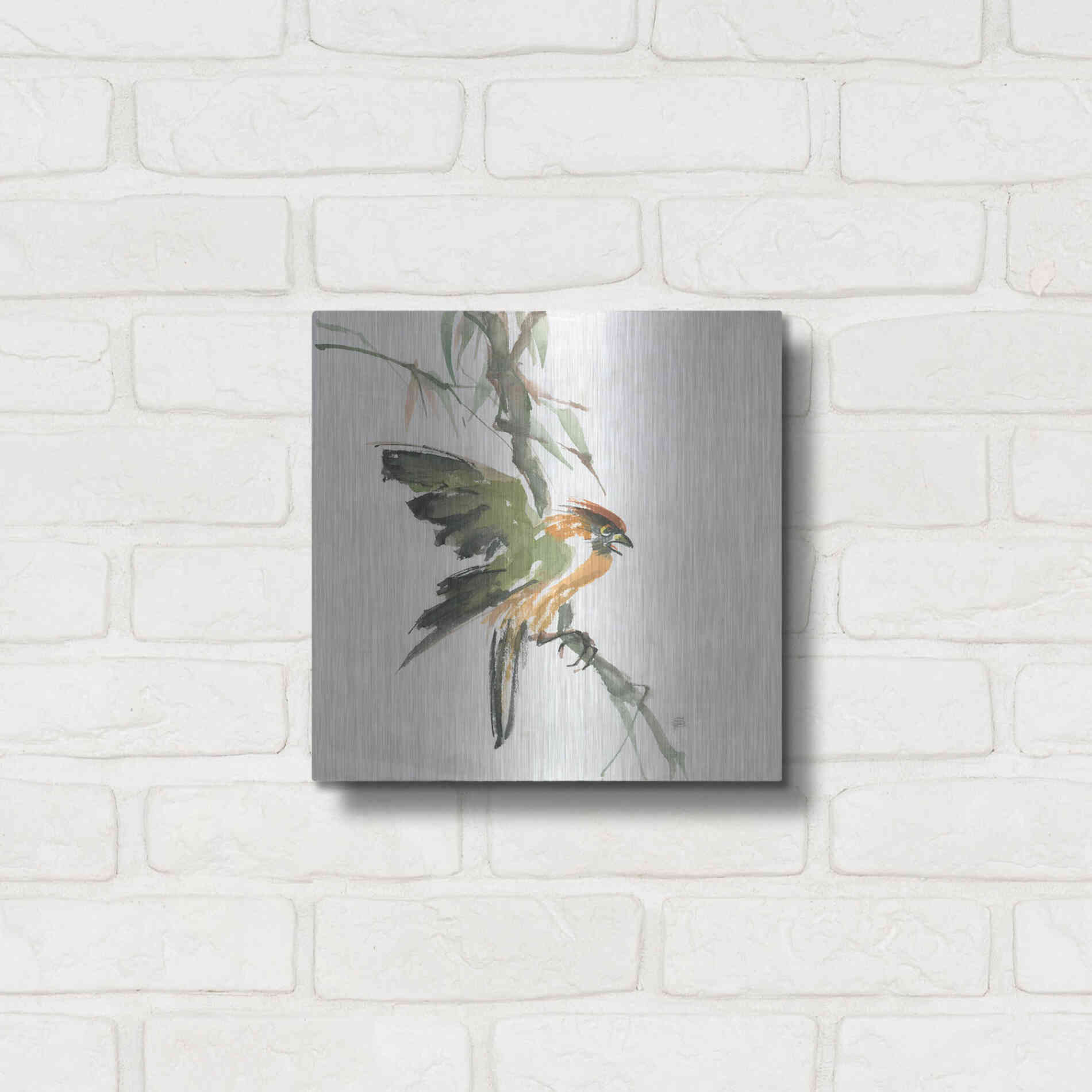 Luxe Metal Art 'Formosan Firecrest' by Chris Paschke, Metal Wall Art,12x12
