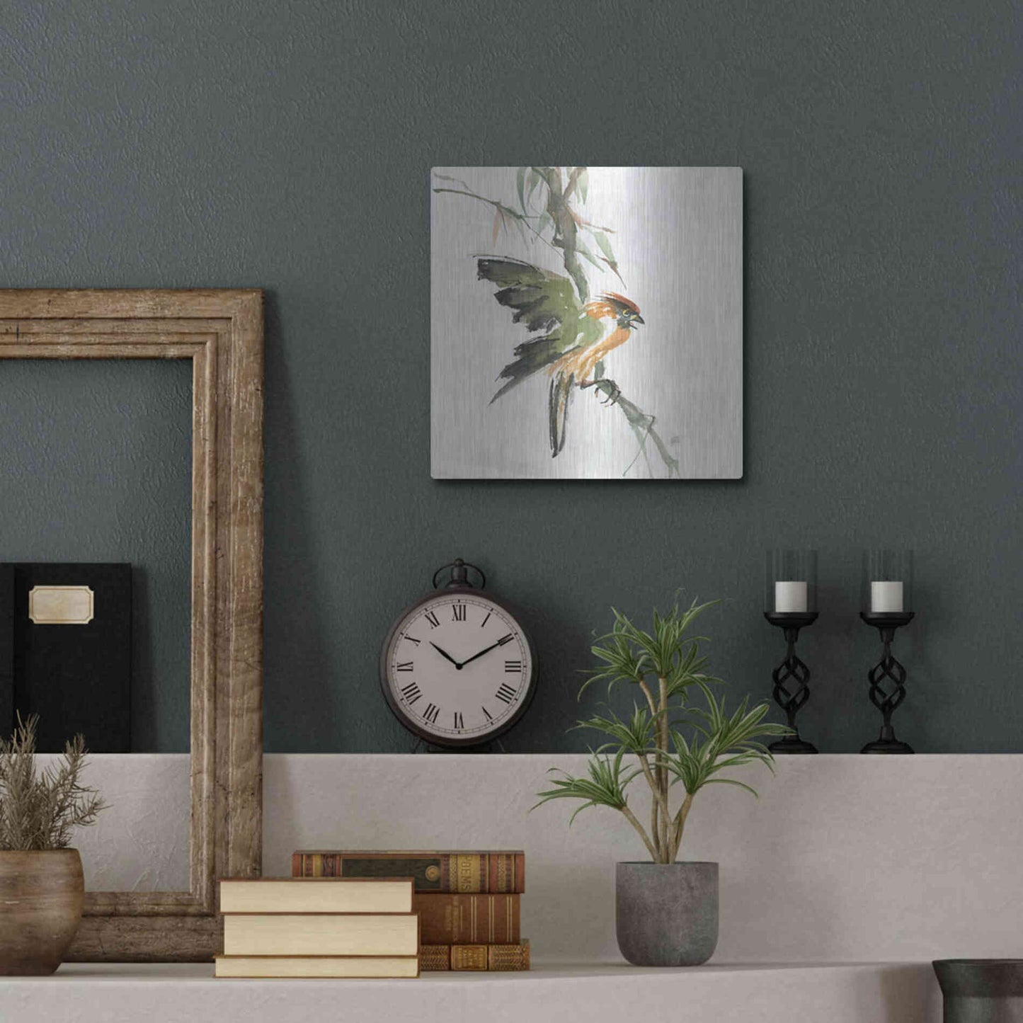 Luxe Metal Art 'Formosan Firecrest' by Chris Paschke, Metal Wall Art,12x12