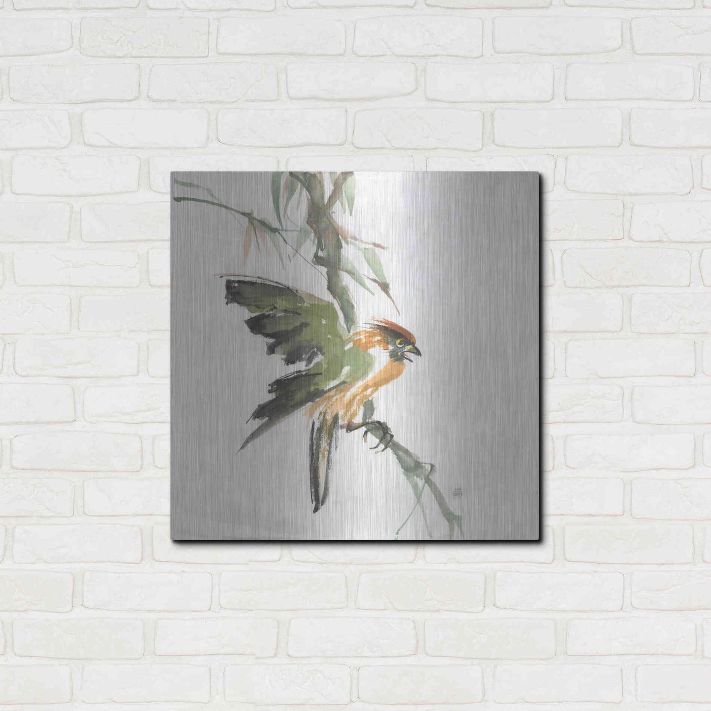 Luxe Metal Art 'Formosan Firecrest' by Chris Paschke, Metal Wall Art,24x24