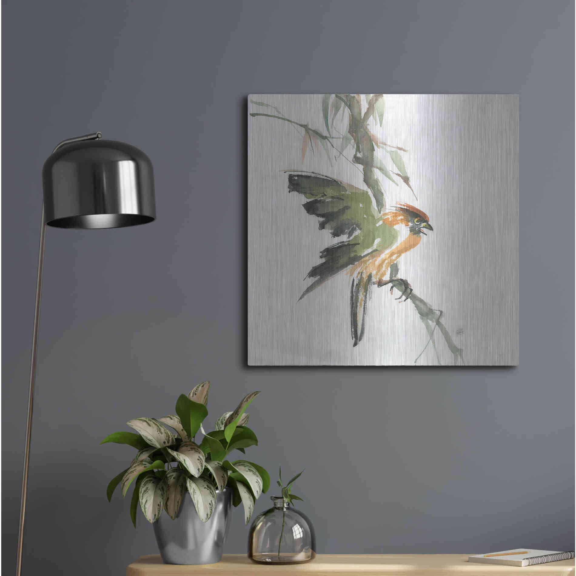 Luxe Metal Art 'Formosan Firecrest' by Chris Paschke, Metal Wall Art,24x24