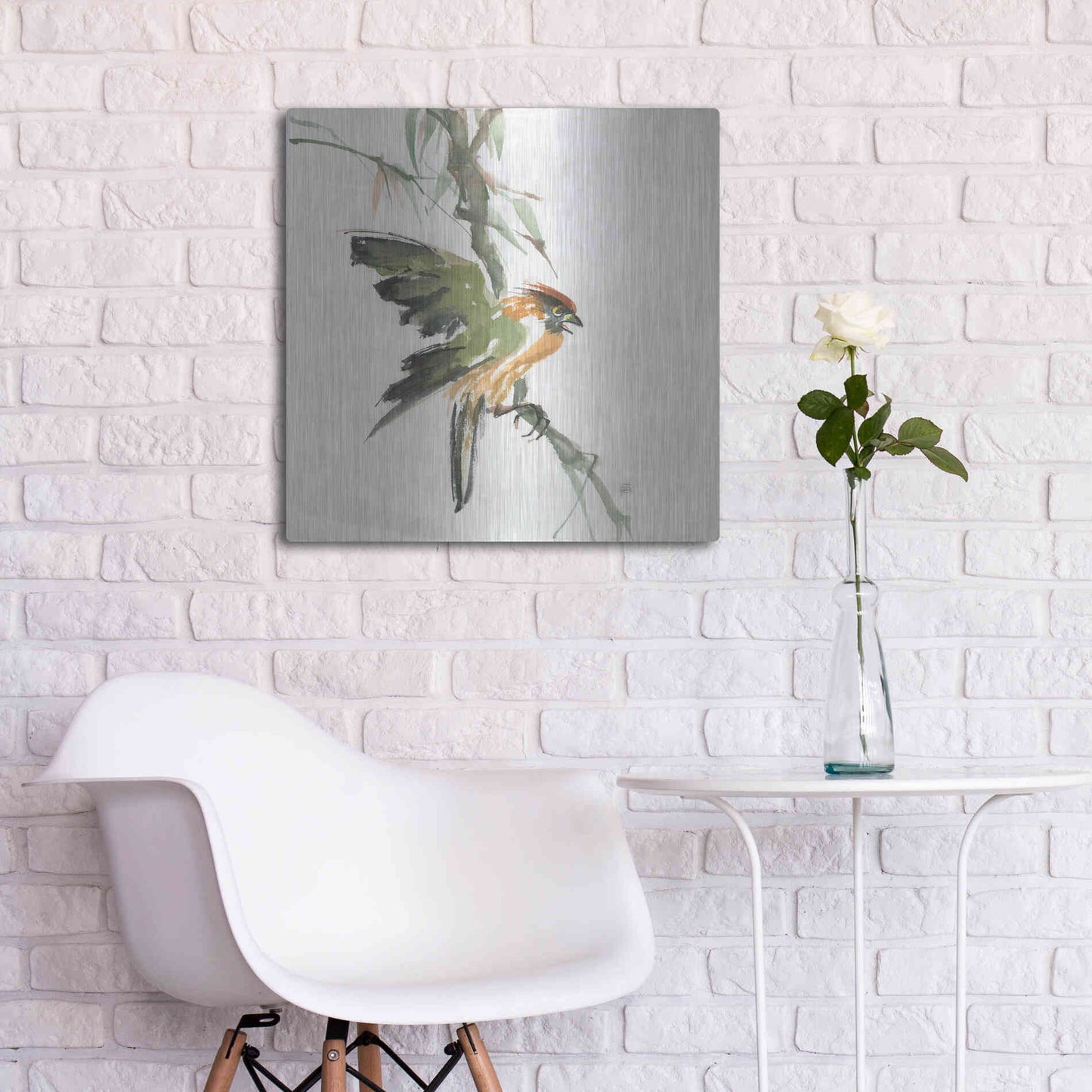 Luxe Metal Art 'Formosan Firecrest' by Chris Paschke, Metal Wall Art,24x24