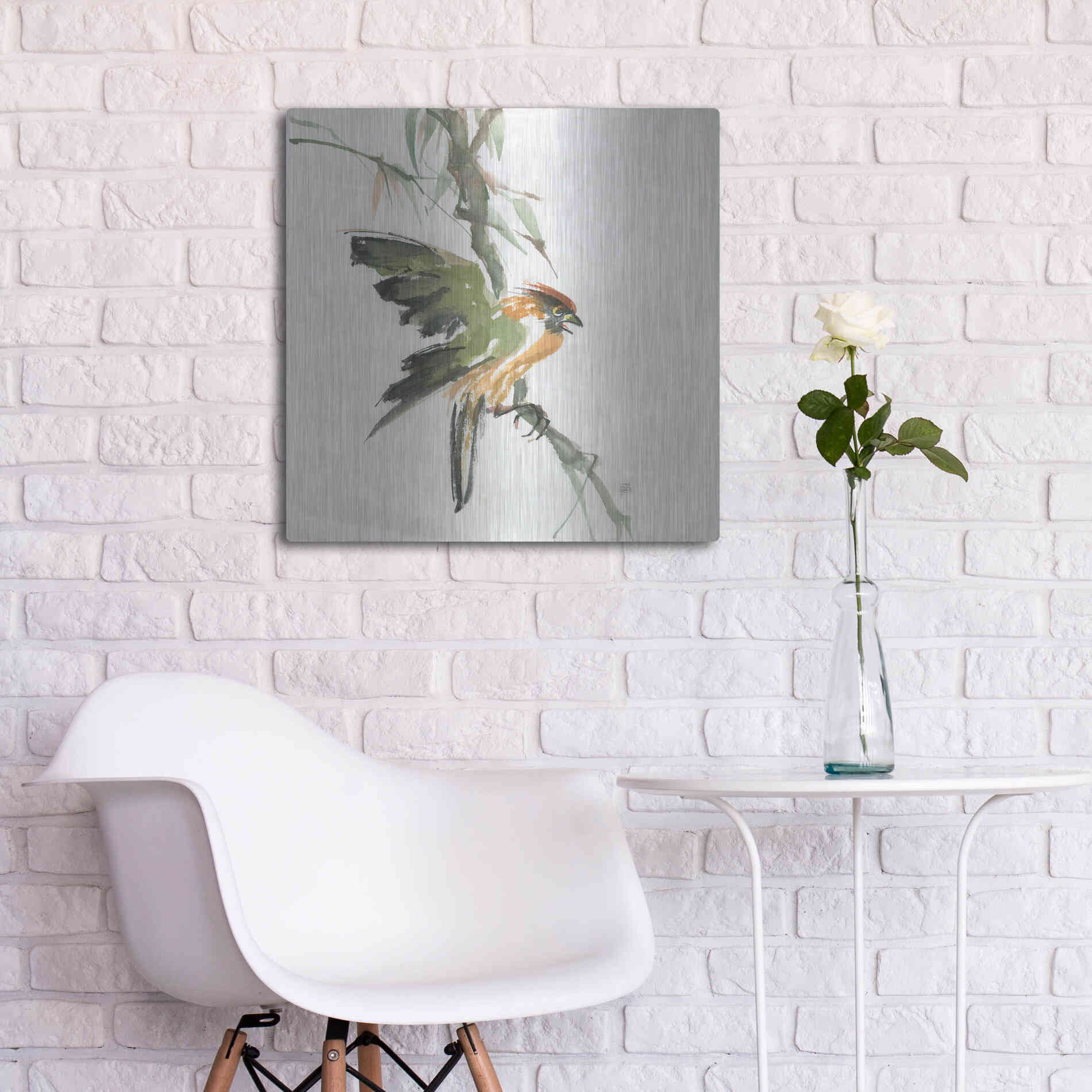 Luxe Metal Art 'Formosan Firecrest' by Chris Paschke, Metal Wall Art,24x24
