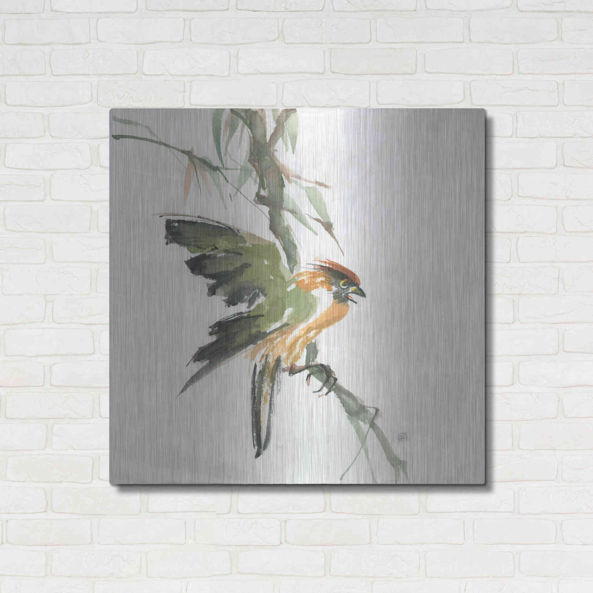 Luxe Metal Art 'Formosan Firecrest' by Chris Paschke, Metal Wall Art,36x36