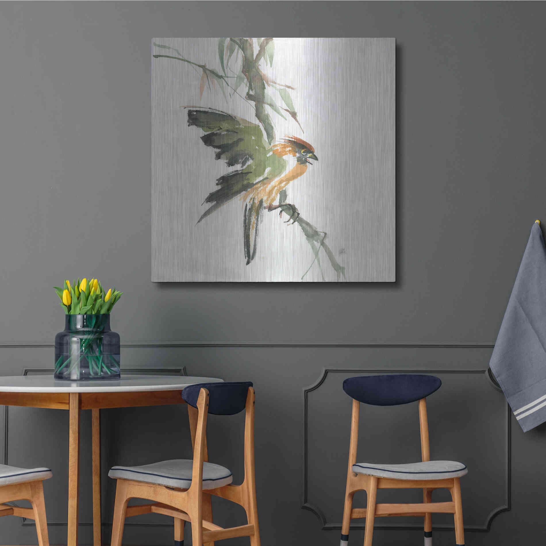 Luxe Metal Art 'Formosan Firecrest' by Chris Paschke, Metal Wall Art,36x36