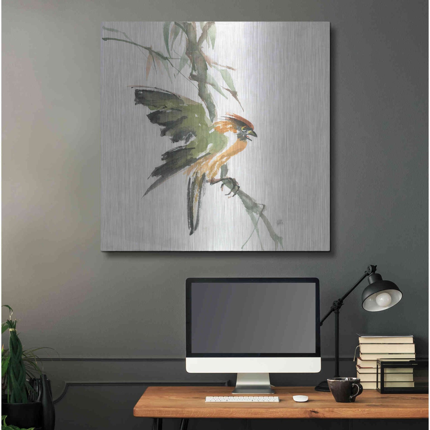 Luxe Metal Art 'Formosan Firecrest' by Chris Paschke, Metal Wall Art,36x36