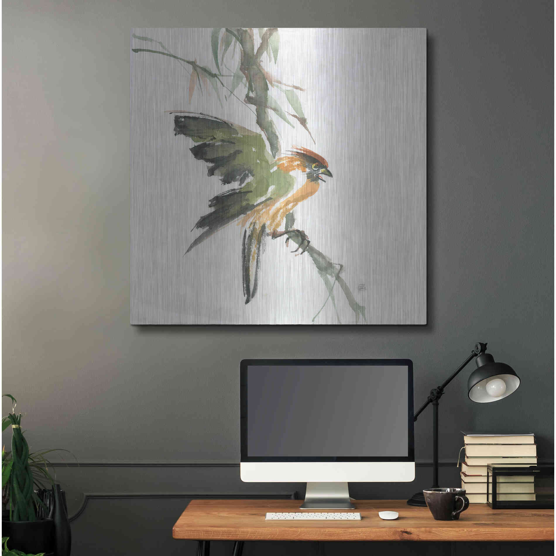 Luxe Metal Art 'Formosan Firecrest' by Chris Paschke, Metal Wall Art,36x36