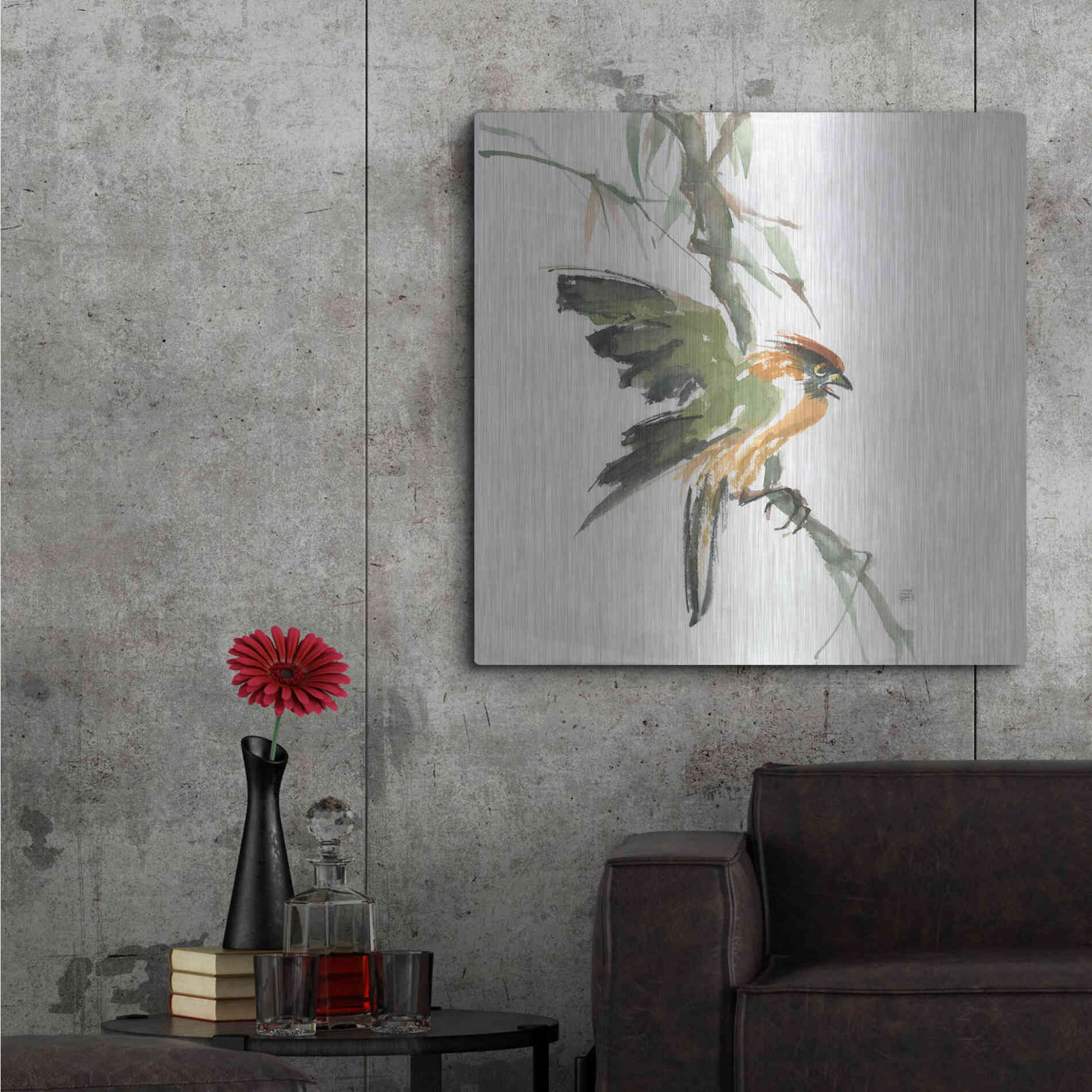 Luxe Metal Art 'Formosan Firecrest' by Chris Paschke, Metal Wall Art,36x36