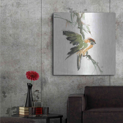 Luxe Metal Art 'Formosan Firecrest' by Chris Paschke, Metal Wall Art,36x36