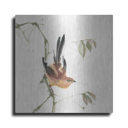 Luxe Metal Art 'Mountain Bush Warbler' by Chris Paschke, Metal Wall Art
