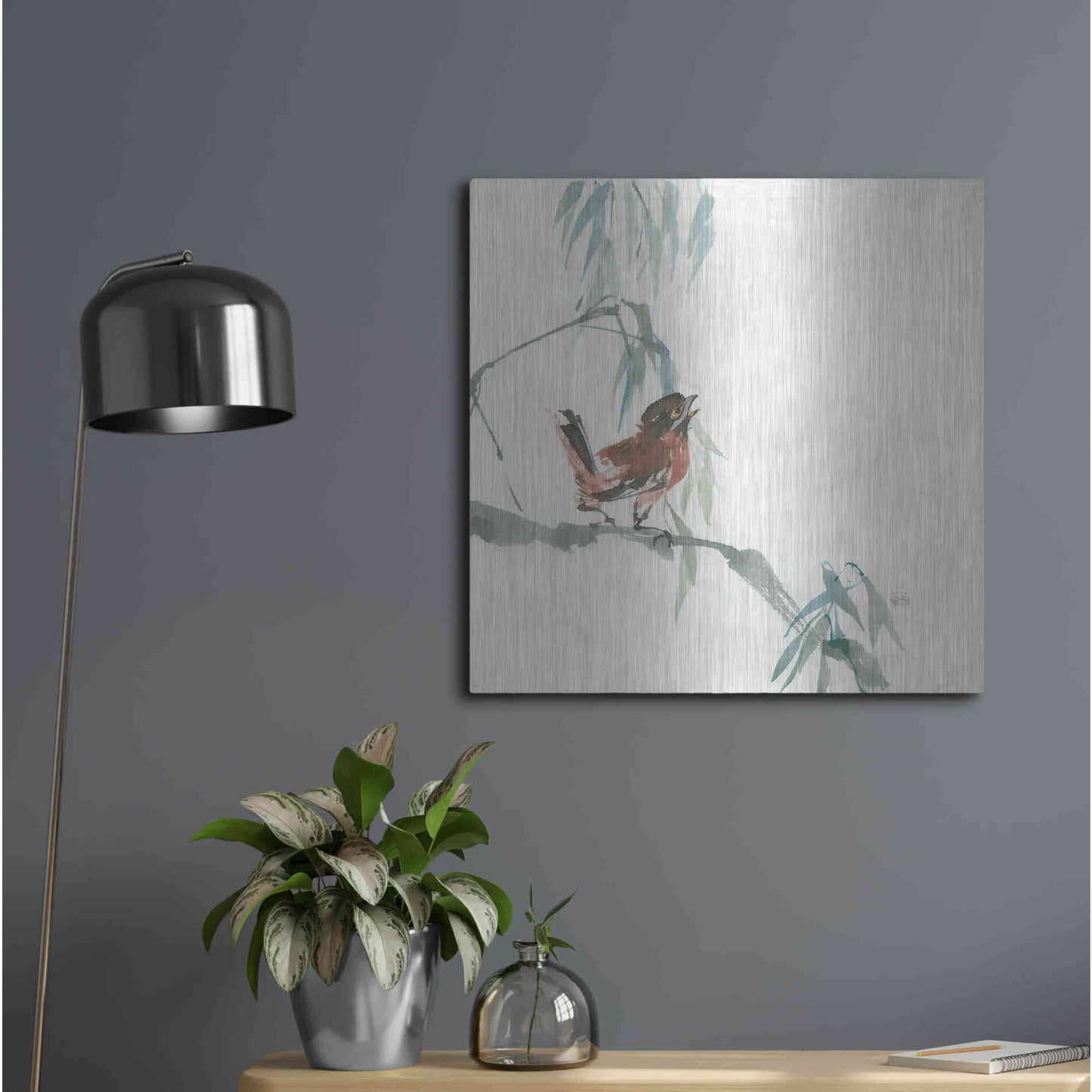 Luxe Metal Art 'Russet Sparrow' by Chris Paschke, Metal Wall Art,24x24