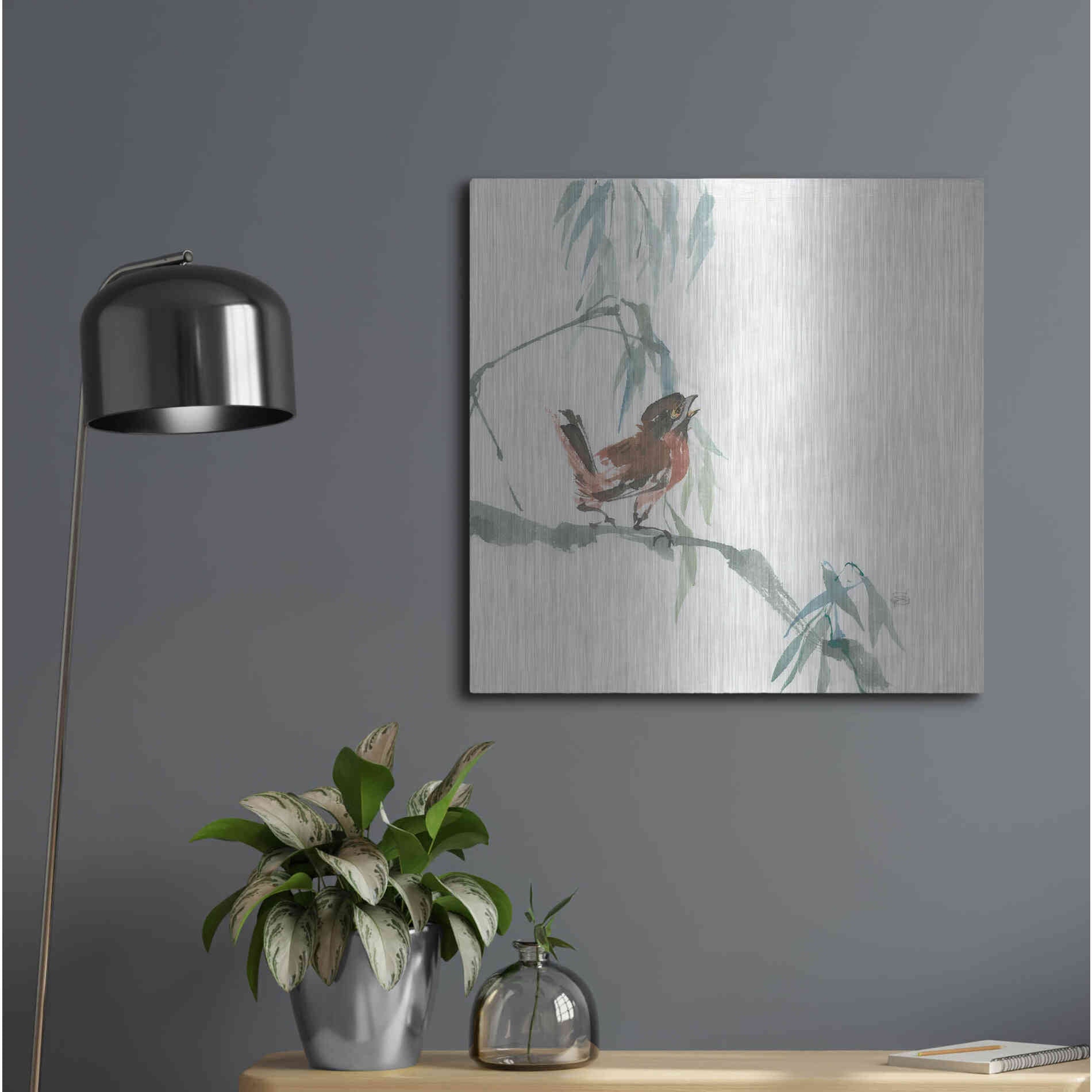 Luxe Metal Art 'Russet Sparrow' by Chris Paschke, Metal Wall Art,24x24