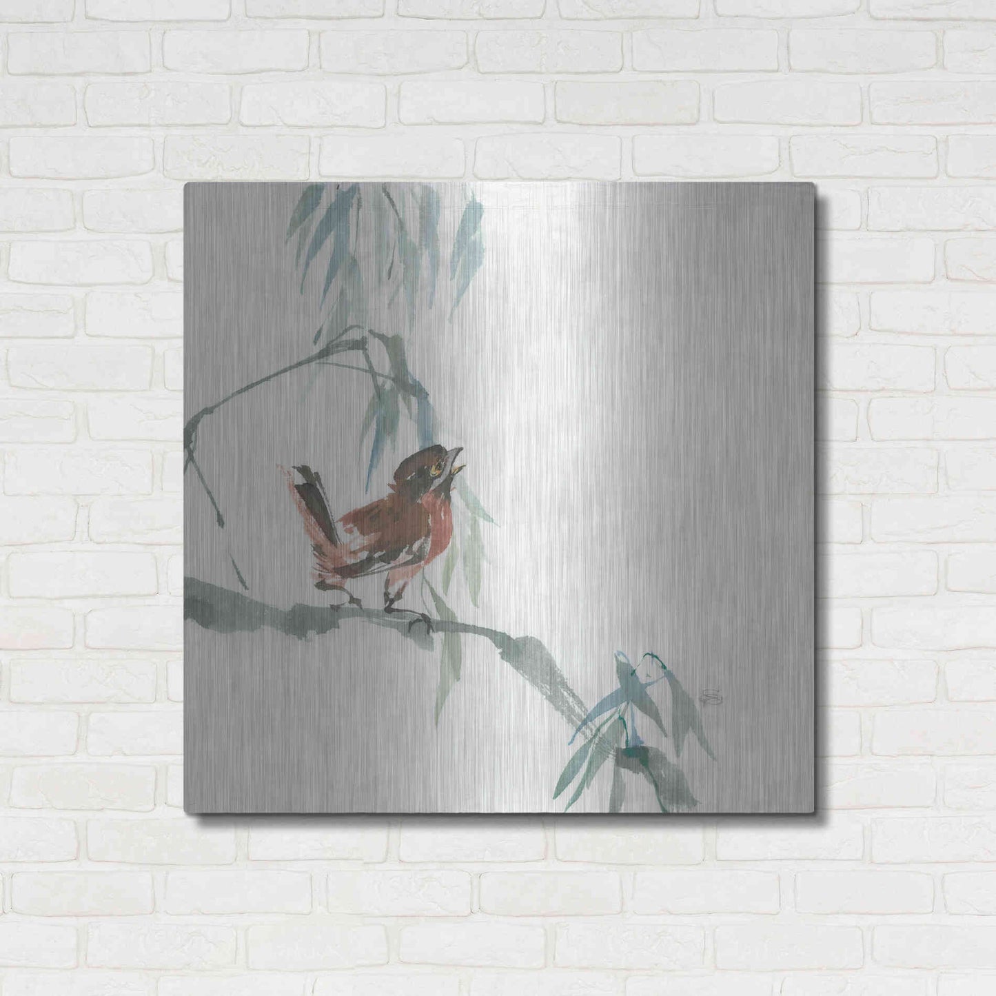Luxe Metal Art 'Russet Sparrow' by Chris Paschke, Metal Wall Art,36x36