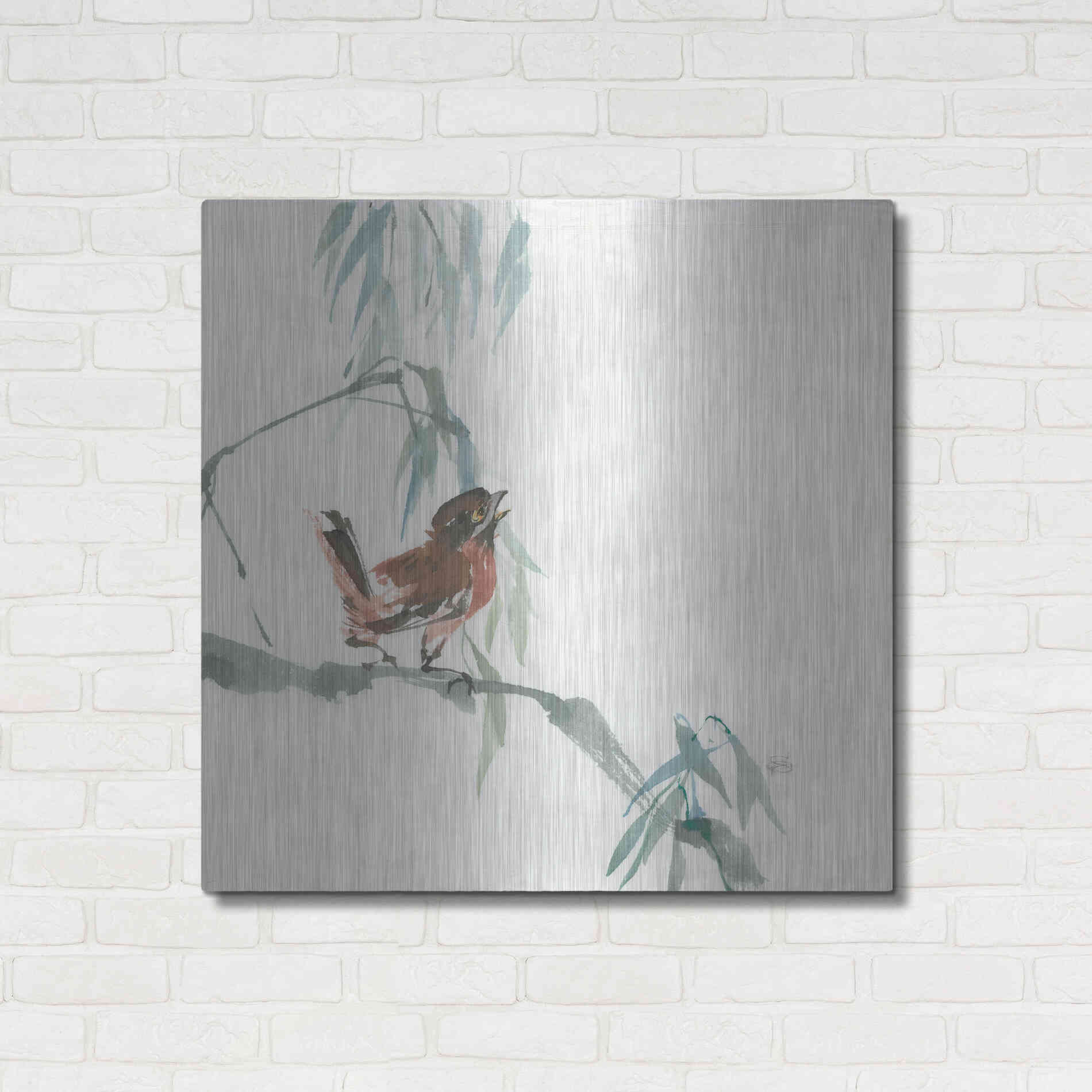 Luxe Metal Art 'Russet Sparrow' by Chris Paschke, Metal Wall Art,36x36