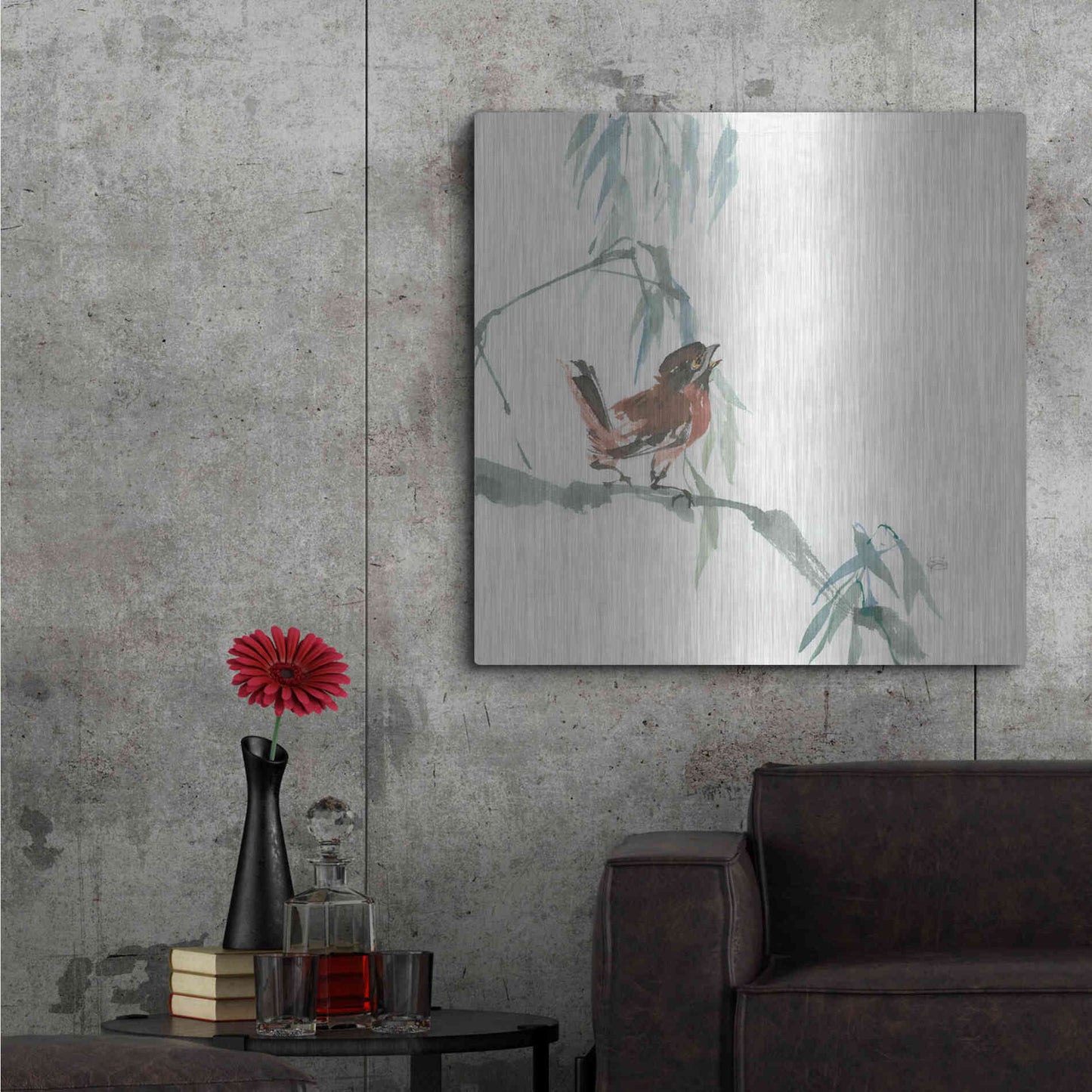 Luxe Metal Art 'Russet Sparrow' by Chris Paschke, Metal Wall Art,36x36