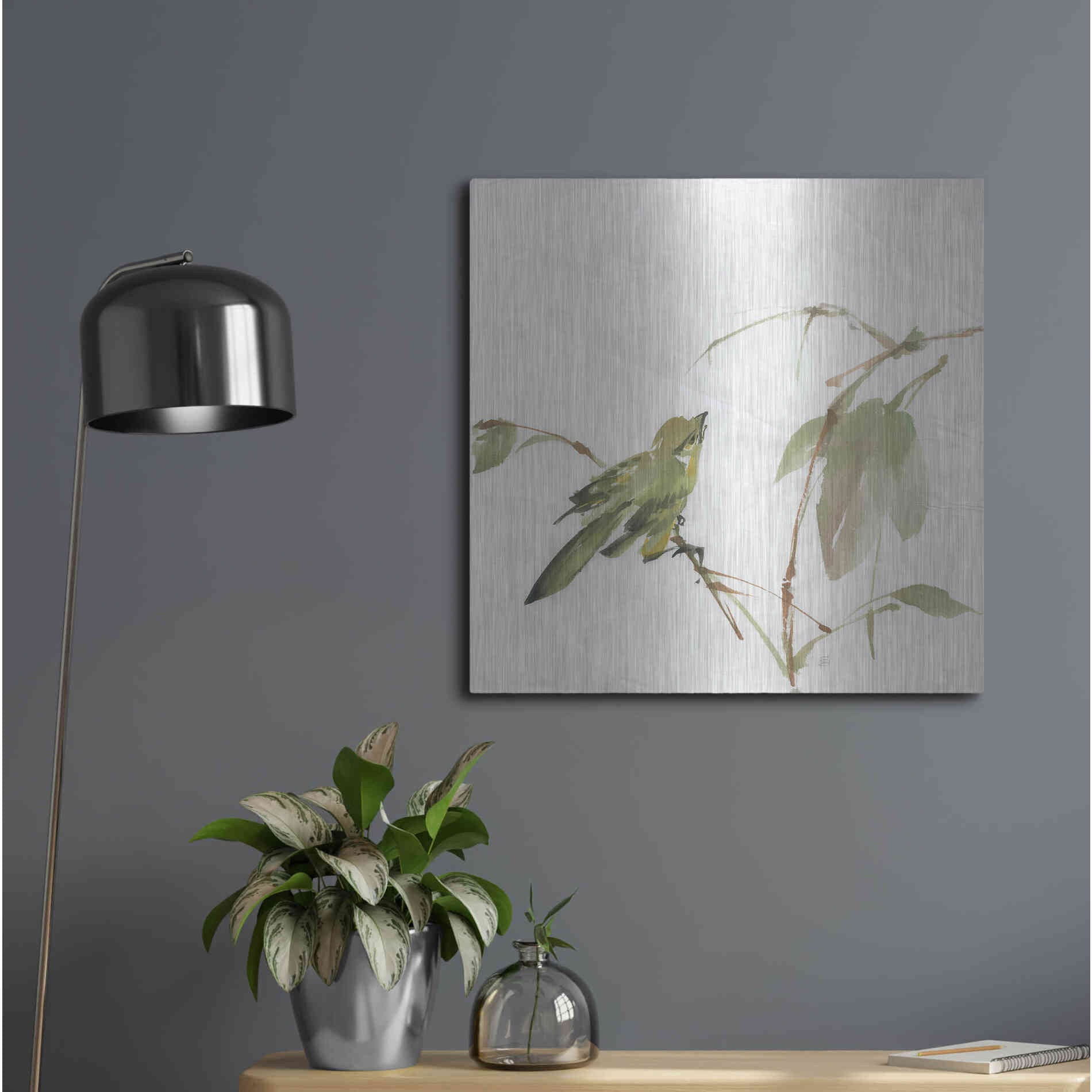 Luxe Metal Art 'Sisken' by Chris Paschke, Metal Wall Art,24x24