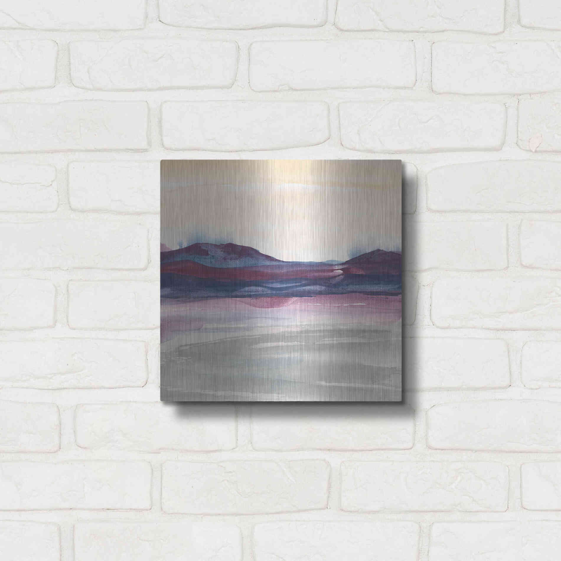 Luxe Metal Art 'Purple Rock Dawn I' by Chris Paschke, Metal Wall Art,12x12