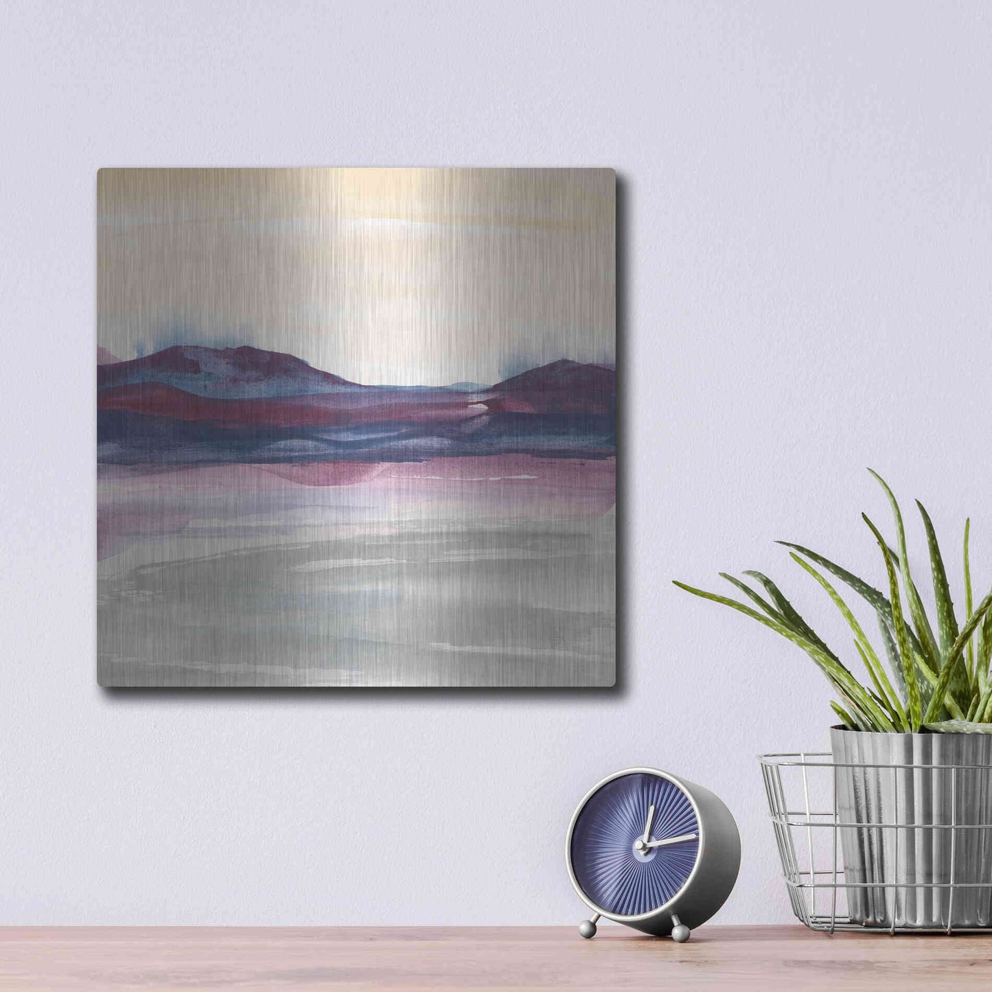 Luxe Metal Art 'Purple Rock Dawn I' by Chris Paschke, Metal Wall Art,12x12
