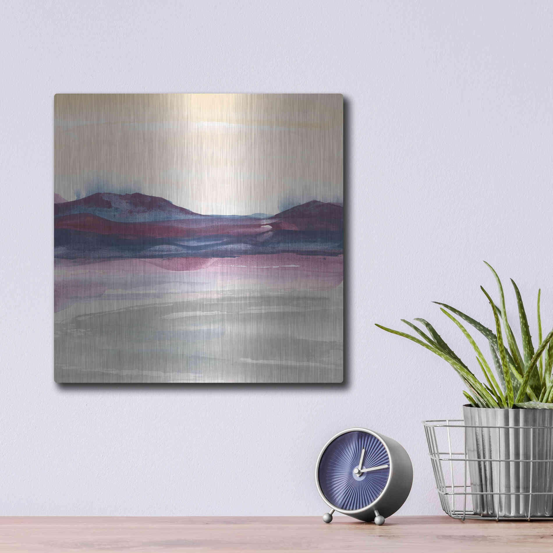 Luxe Metal Art 'Purple Rock Dawn I' by Chris Paschke, Metal Wall Art,12x12