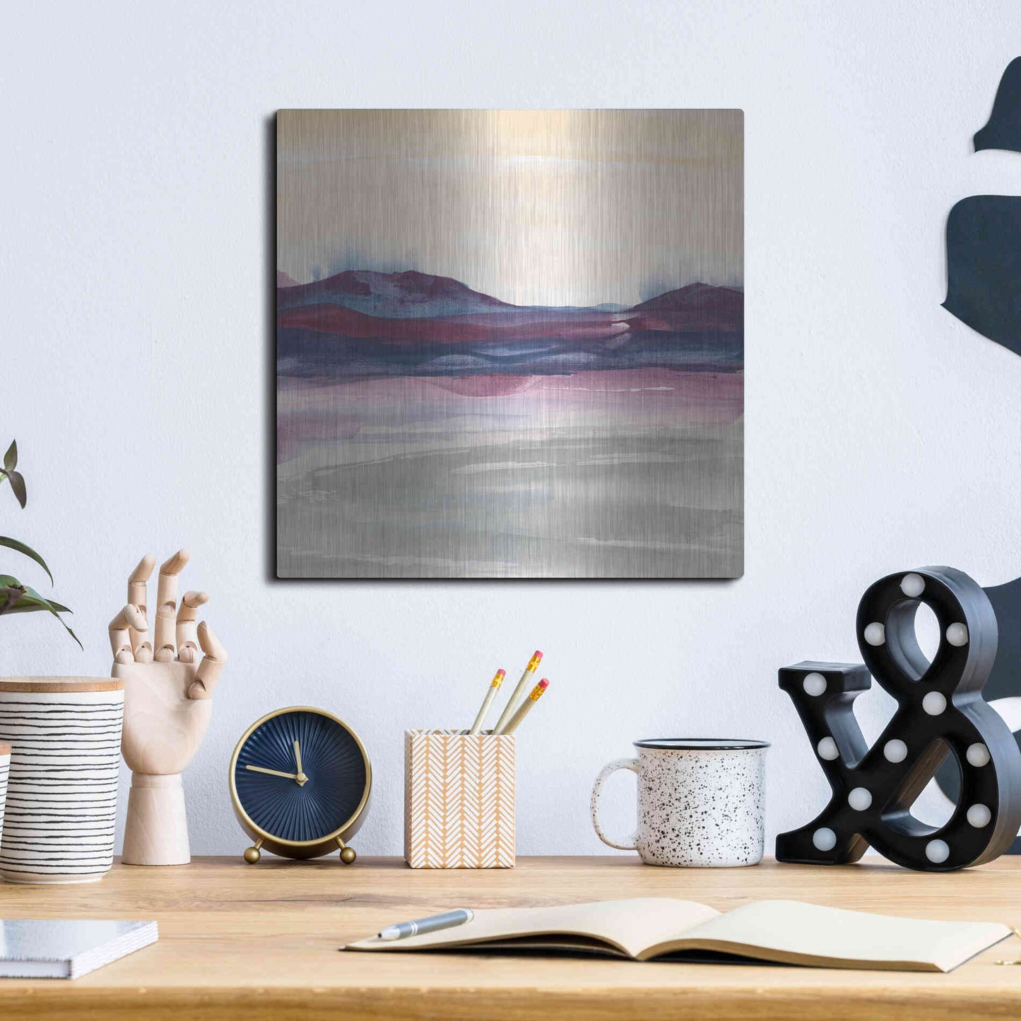 Luxe Metal Art 'Purple Rock Dawn I' by Chris Paschke, Metal Wall Art,12x12