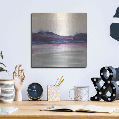 Luxe Metal Art 'Purple Rock Dawn I' by Chris Paschke, Metal Wall Art,12x12