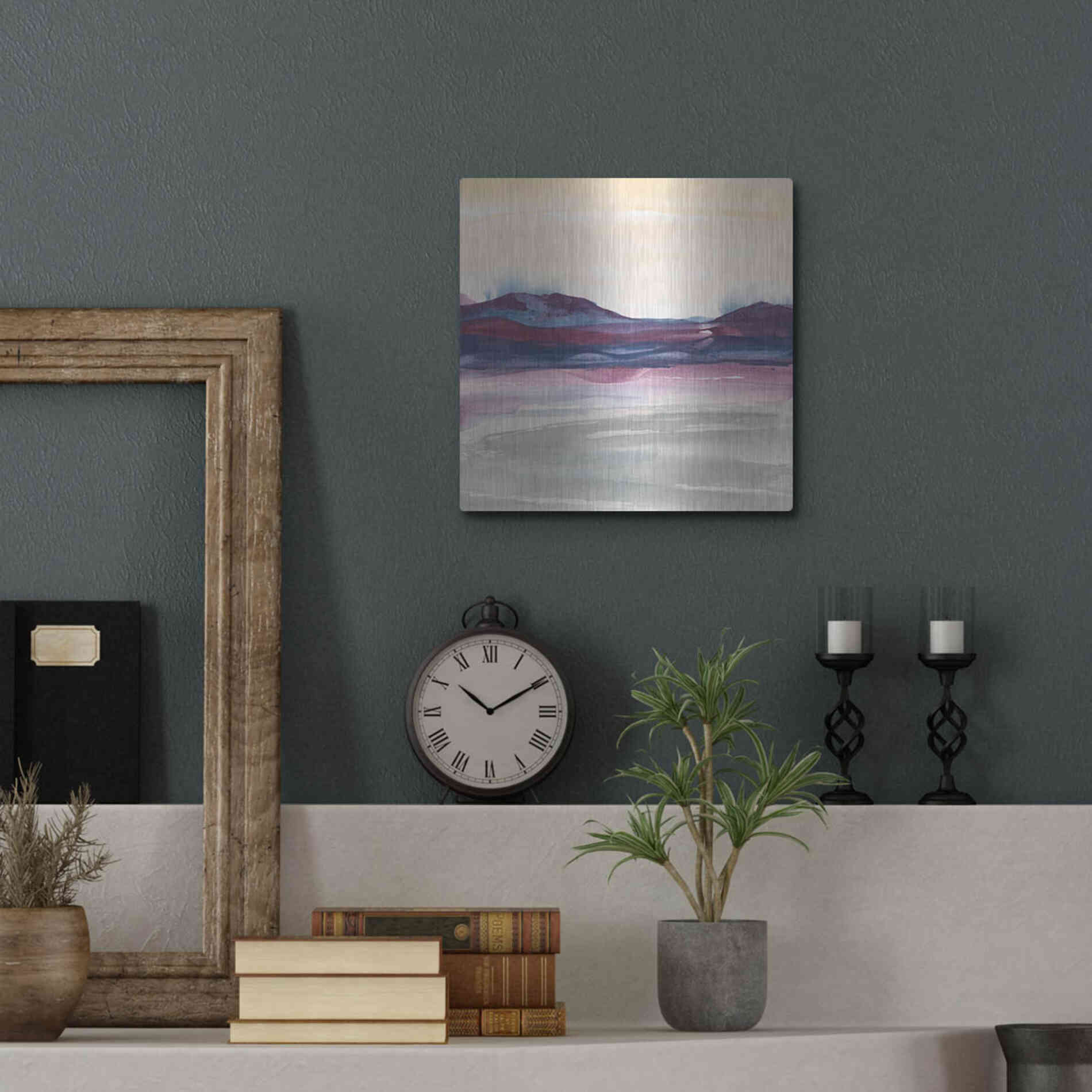 Luxe Metal Art 'Purple Rock Dawn I' by Chris Paschke, Metal Wall Art,12x12