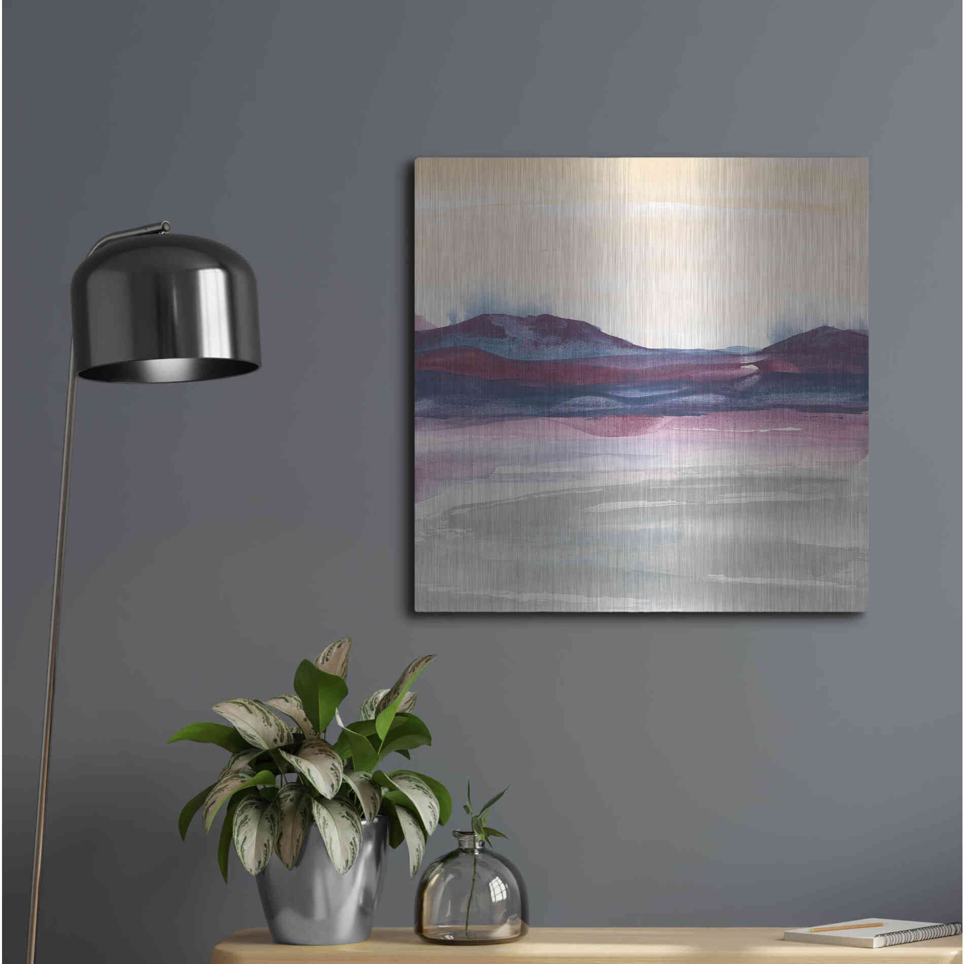 Luxe Metal Art 'Purple Rock Dawn I' by Chris Paschke, Metal Wall Art,24x24