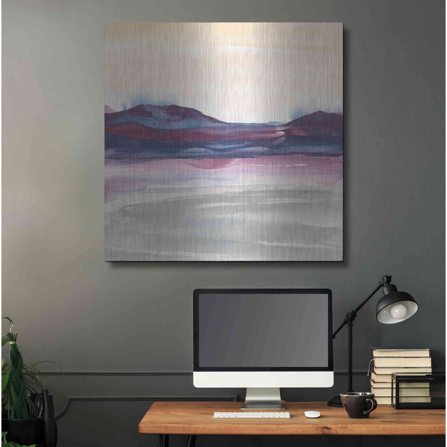 Luxe Metal Art 'Purple Rock Dawn I' by Chris Paschke, Metal Wall Art,36x36