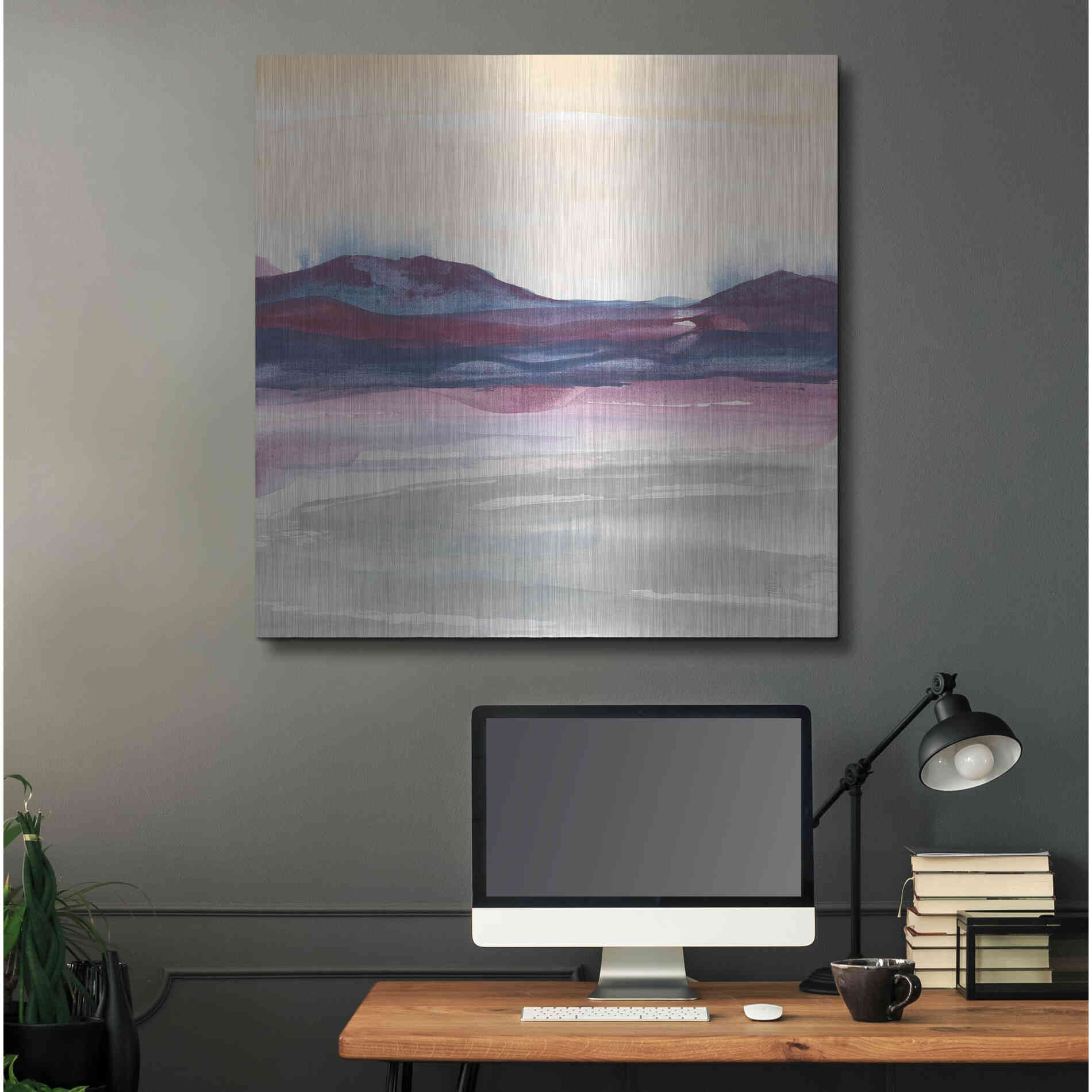 Luxe Metal Art 'Purple Rock Dawn I' by Chris Paschke, Metal Wall Art,36x36