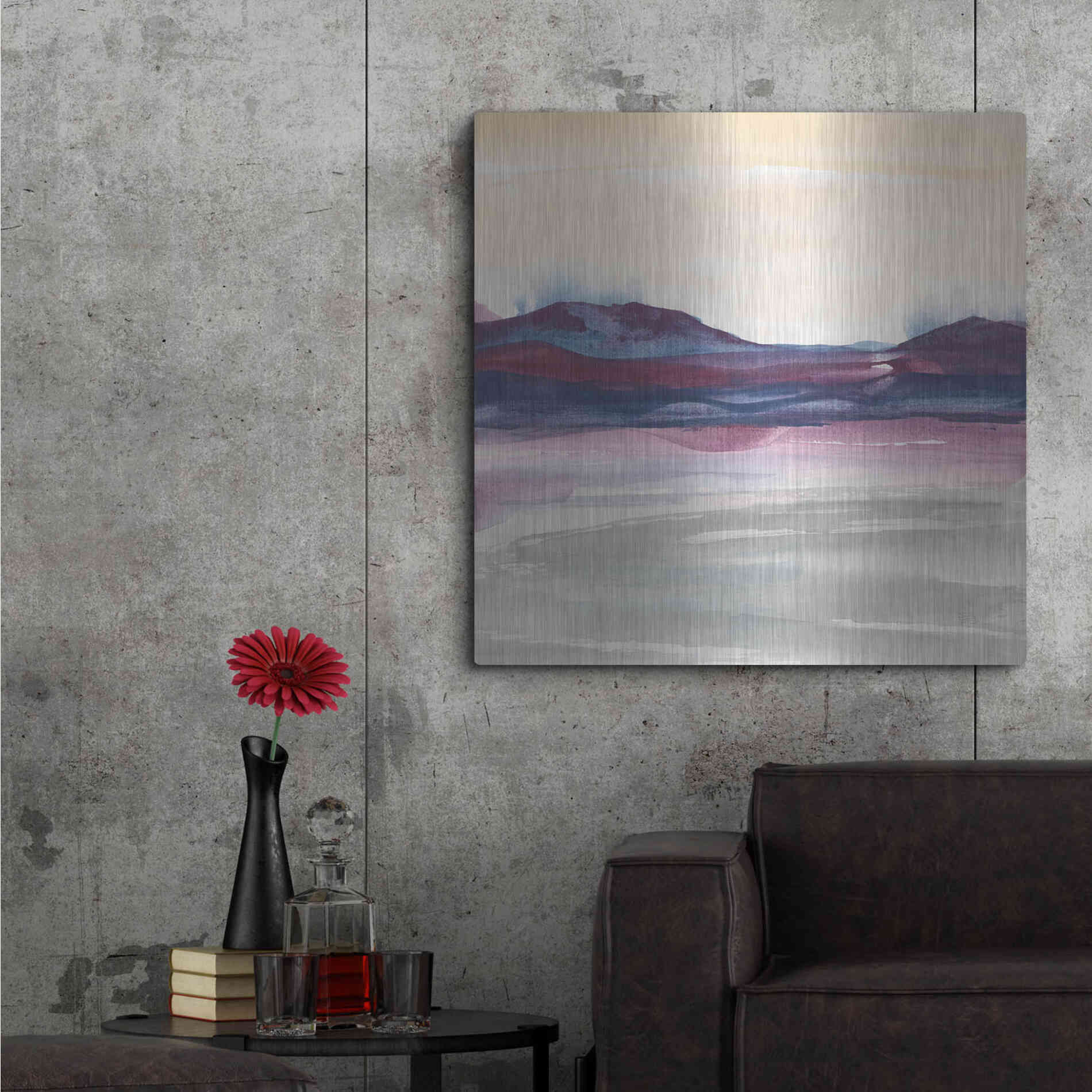 Luxe Metal Art 'Purple Rock Dawn I' by Chris Paschke, Metal Wall Art,36x36