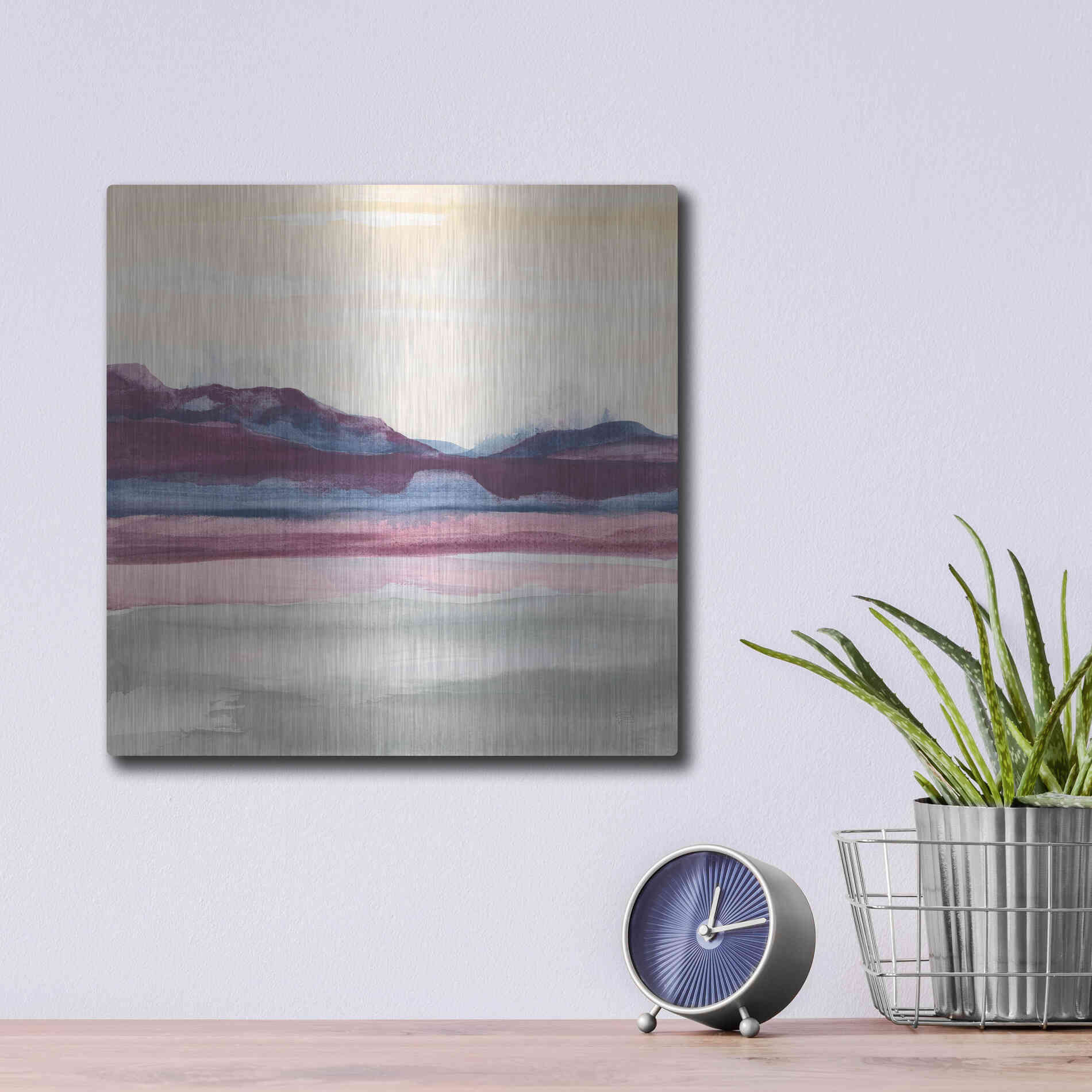 Luxe Metal Art 'Purple Rock Dawn II' by Chris Paschke, Metal Wall Art,12x12