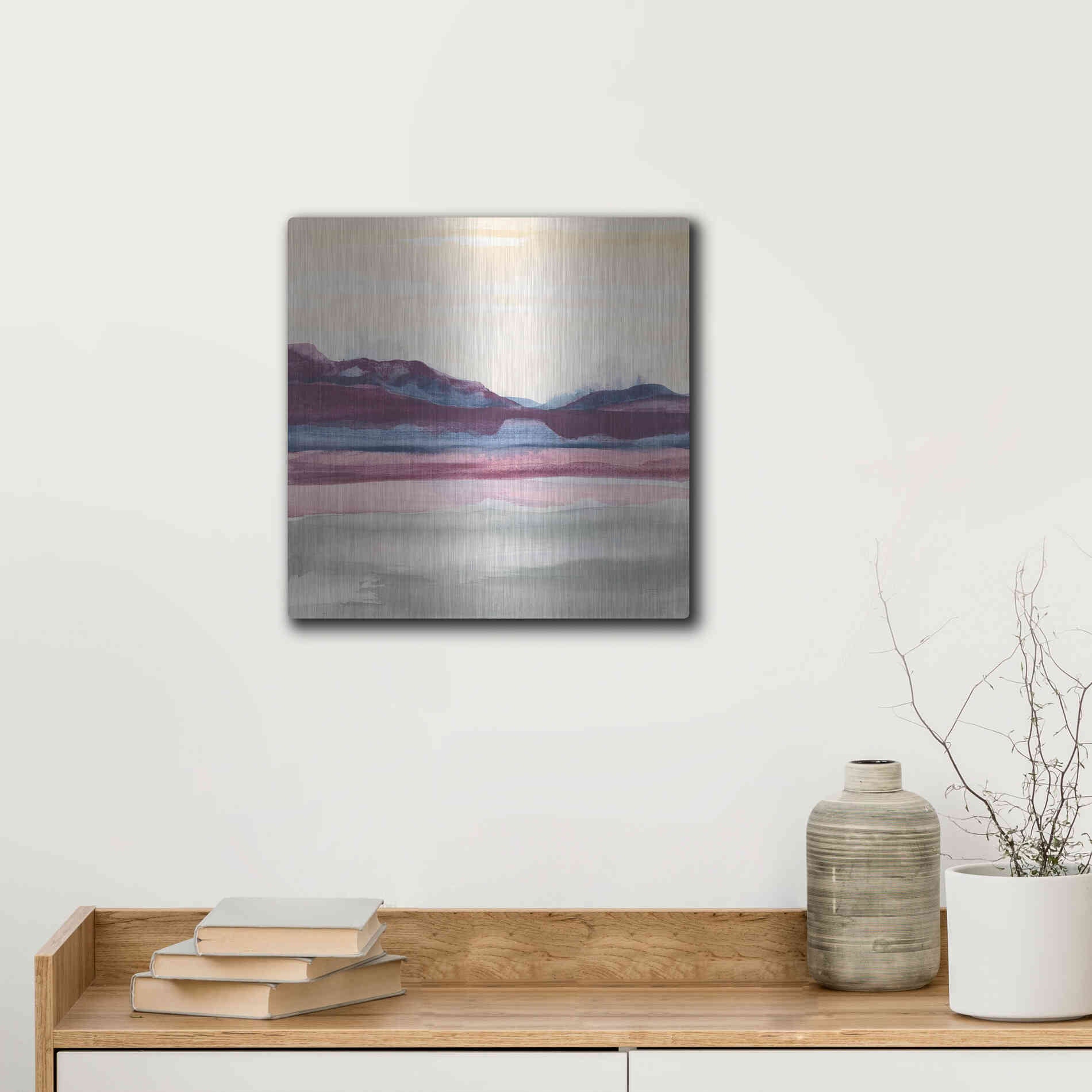 Luxe Metal Art 'Purple Rock Dawn II' by Chris Paschke, Metal Wall Art,12x12