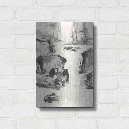 Luxe Metal Art 'Sumi Waterfall II' by Chris Paschke, Metal Wall Art,12x16
