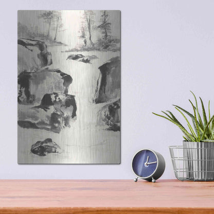 Luxe Metal Art 'Sumi Waterfall II' by Chris Paschke, Metal Wall Art,12x16
