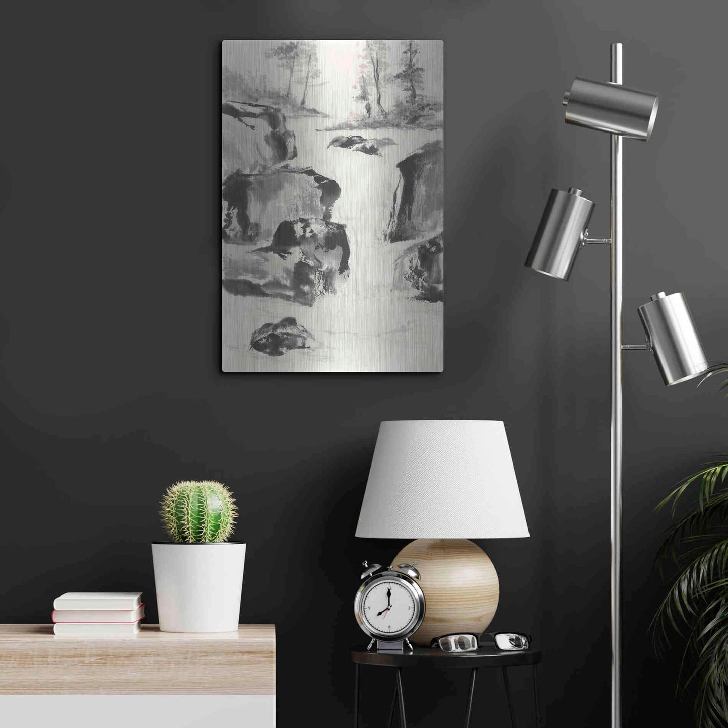 Luxe Metal Art 'Sumi Waterfall II' by Chris Paschke, Metal Wall Art,16x24