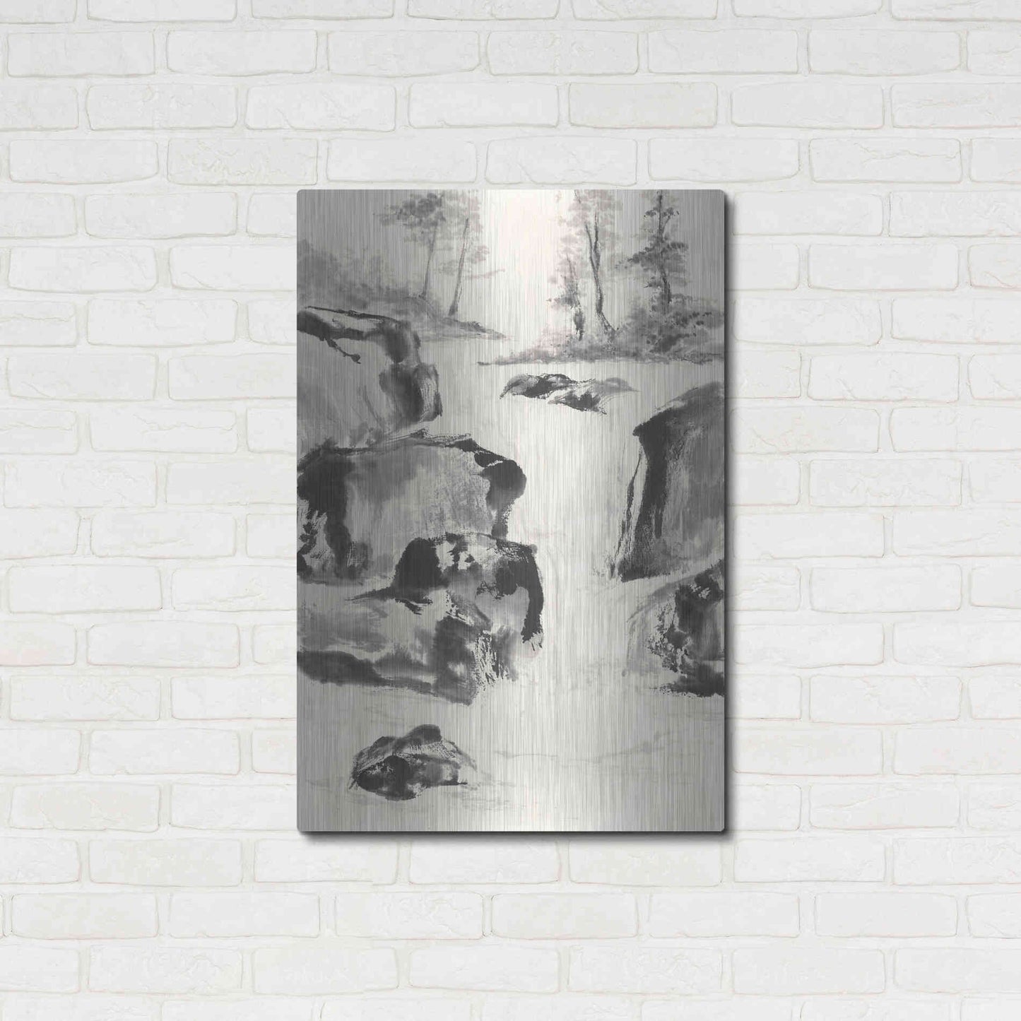Luxe Metal Art 'Sumi Waterfall II' by Chris Paschke, Metal Wall Art,24x36