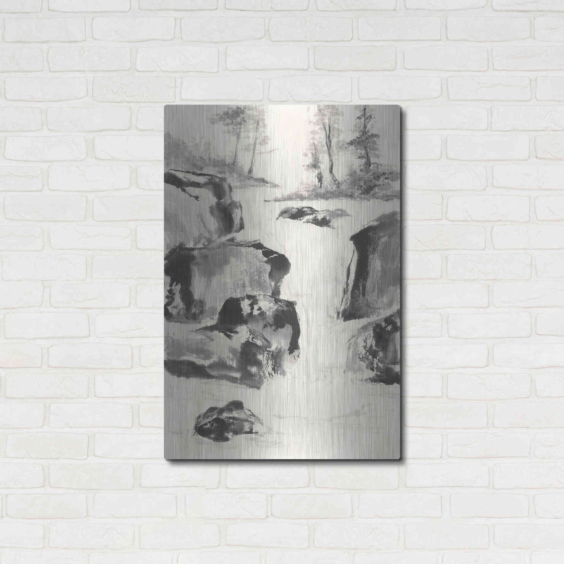 Luxe Metal Art 'Sumi Waterfall II' by Chris Paschke, Metal Wall Art,24x36