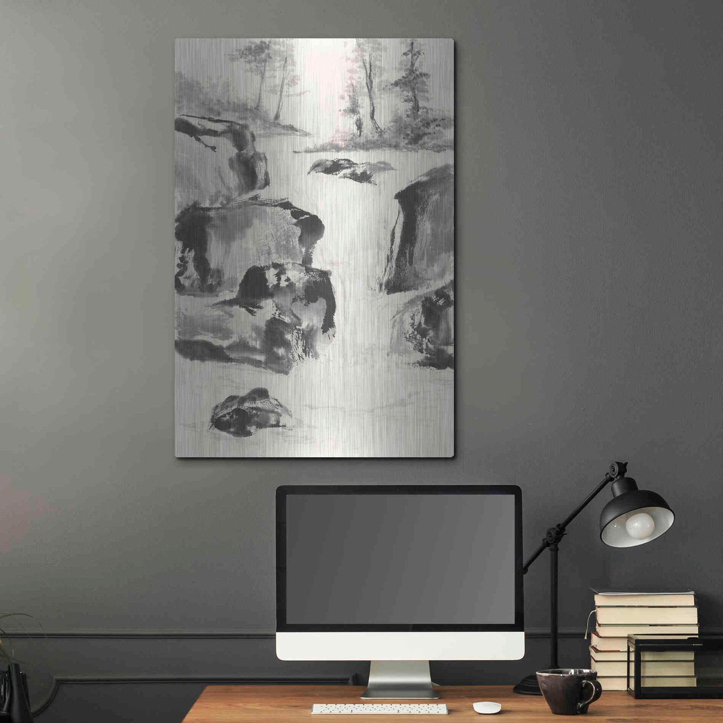 Luxe Metal Art 'Sumi Waterfall II' by Chris Paschke, Metal Wall Art,24x36