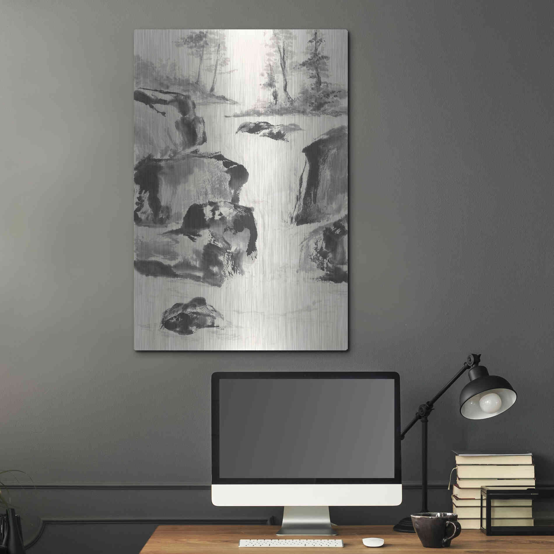 Luxe Metal Art 'Sumi Waterfall II' by Chris Paschke, Metal Wall Art,24x36