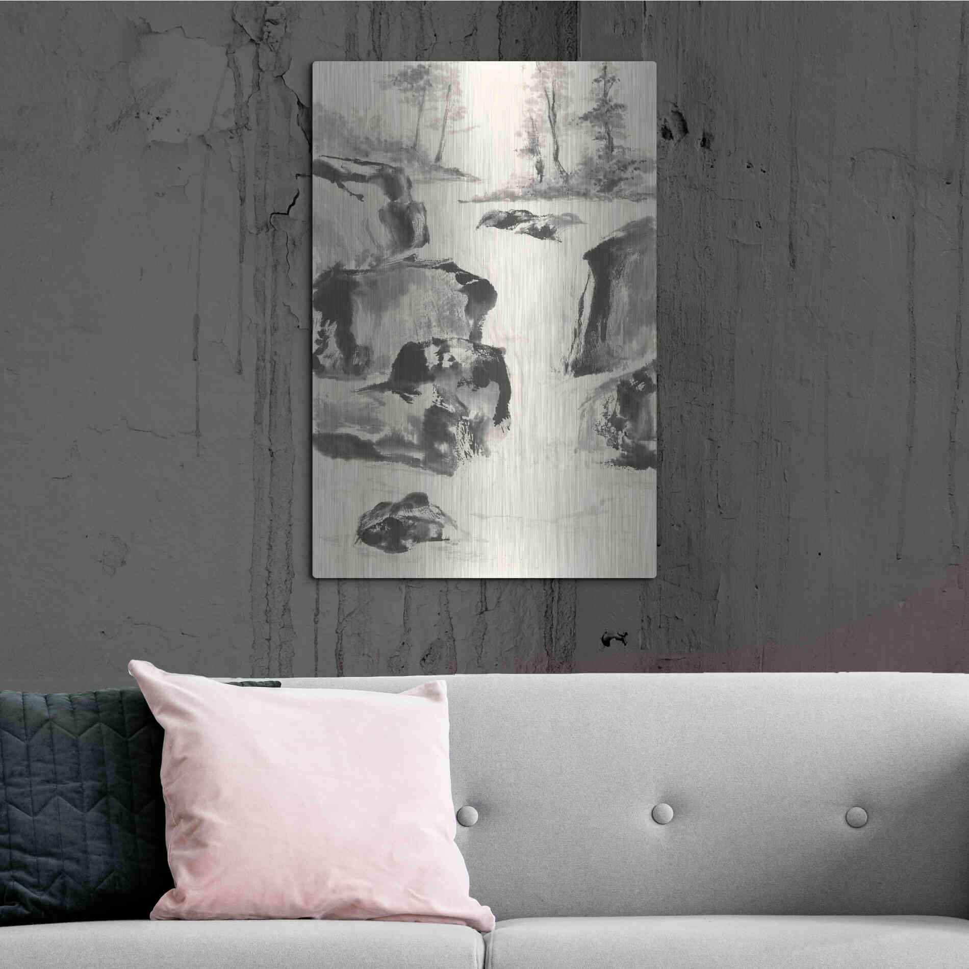 Luxe Metal Art 'Sumi Waterfall II' by Chris Paschke, Metal Wall Art,24x36