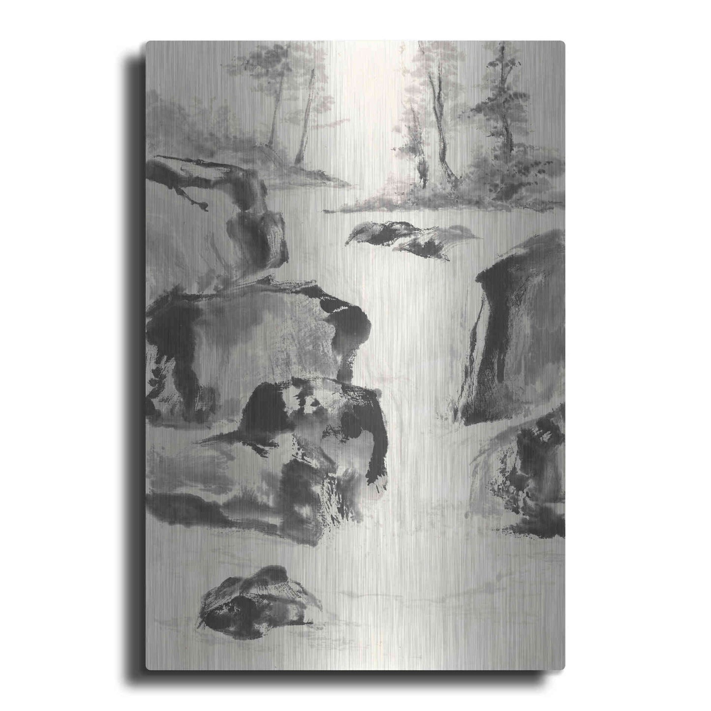 Luxe Metal Art 'Sumi Waterfall II' by Chris Paschke, Metal Wall Art