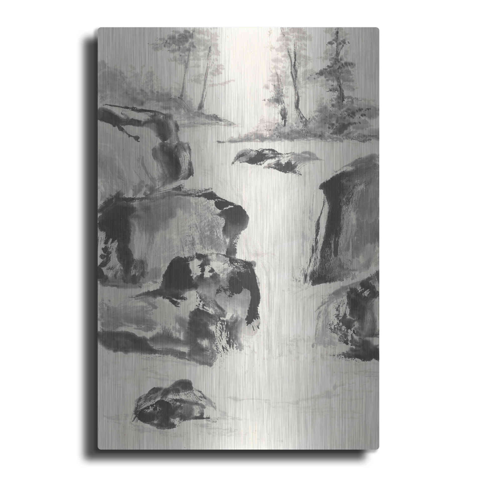Luxe Metal Art 'Sumi Waterfall II' by Chris Paschke, Metal Wall Art