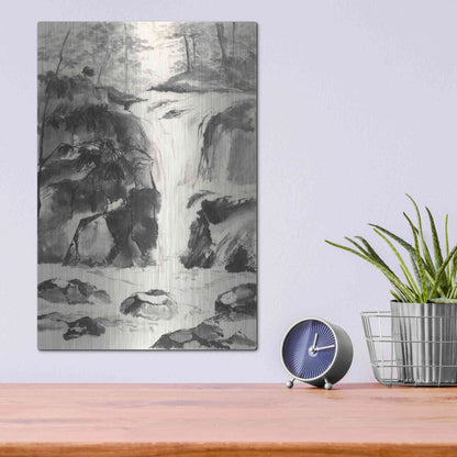 Luxe Metal Art 'Sumi Waterfall IV' by Chris Paschke, Metal Wall Art,12x16