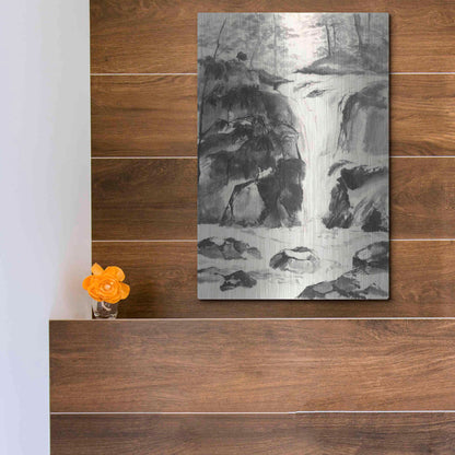 Luxe Metal Art 'Sumi Waterfall IV' by Chris Paschke, Metal Wall Art,12x16