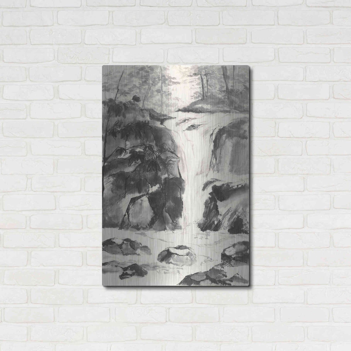 Luxe Metal Art 'Sumi Waterfall IV' by Chris Paschke, Metal Wall Art,24x36